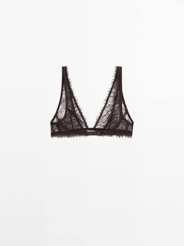 Lace bralette with floral detail — BROWN 5