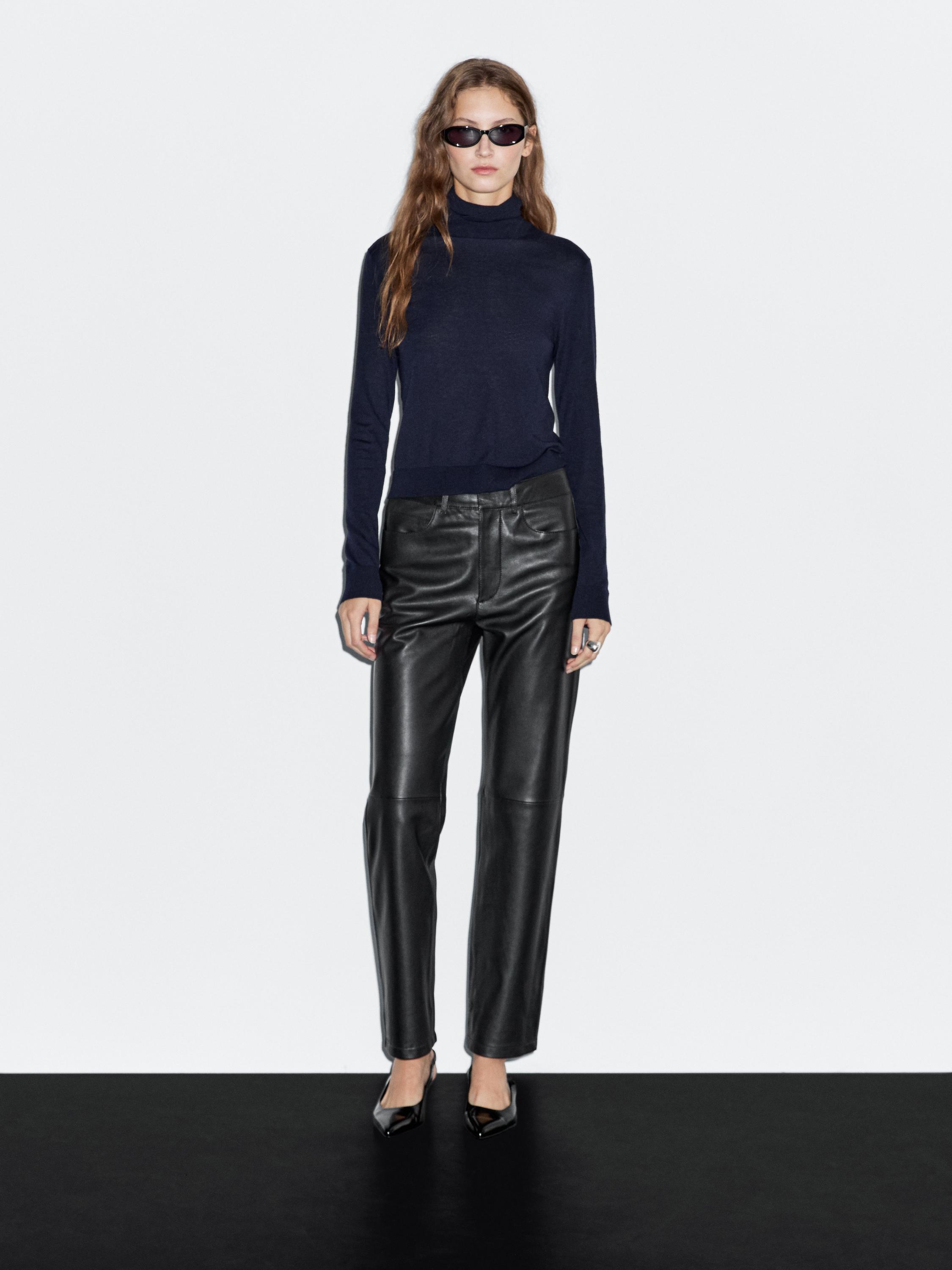 Napa deri beş cepli pantolon