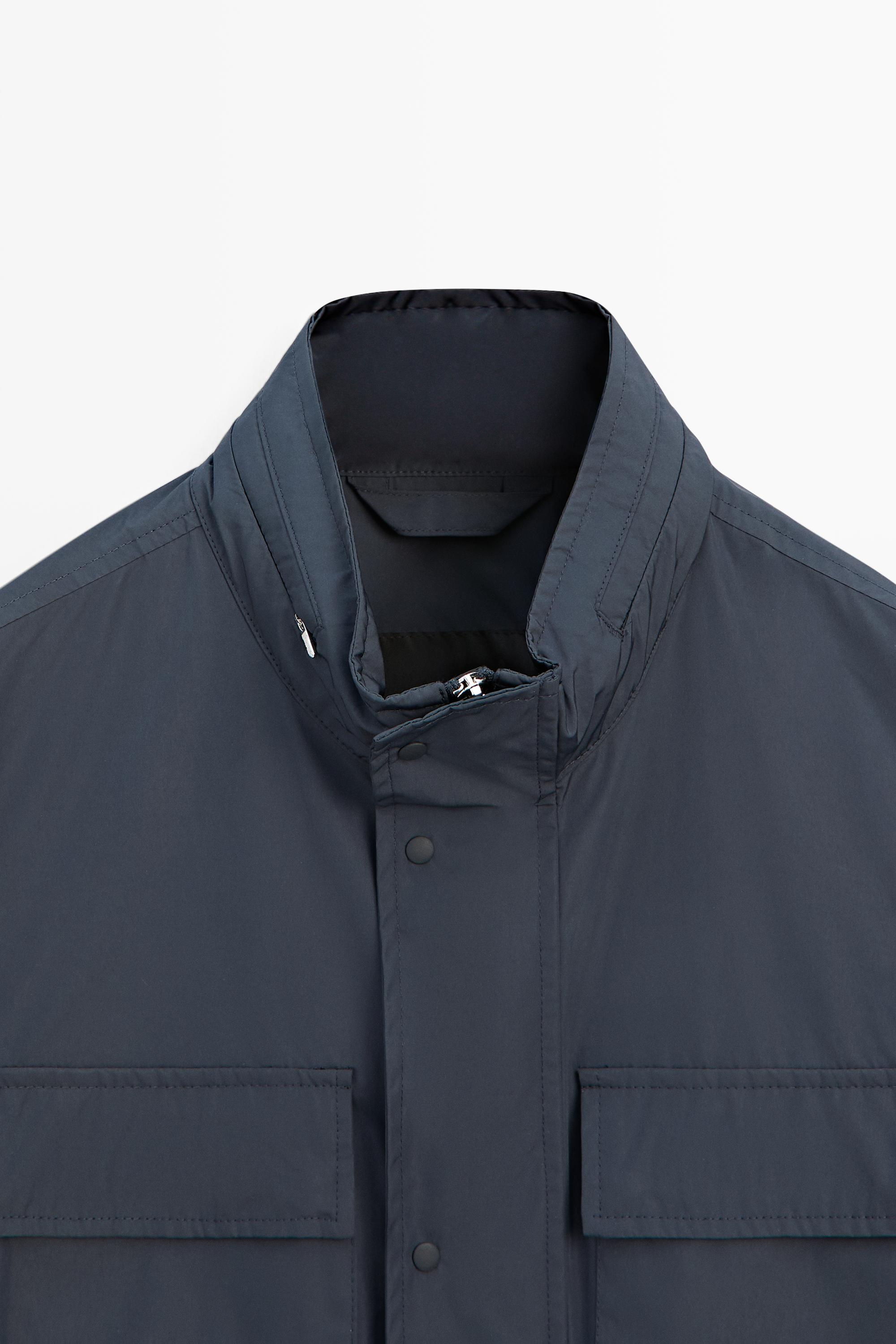 Technical fabric jacket with pocket details — BLUE