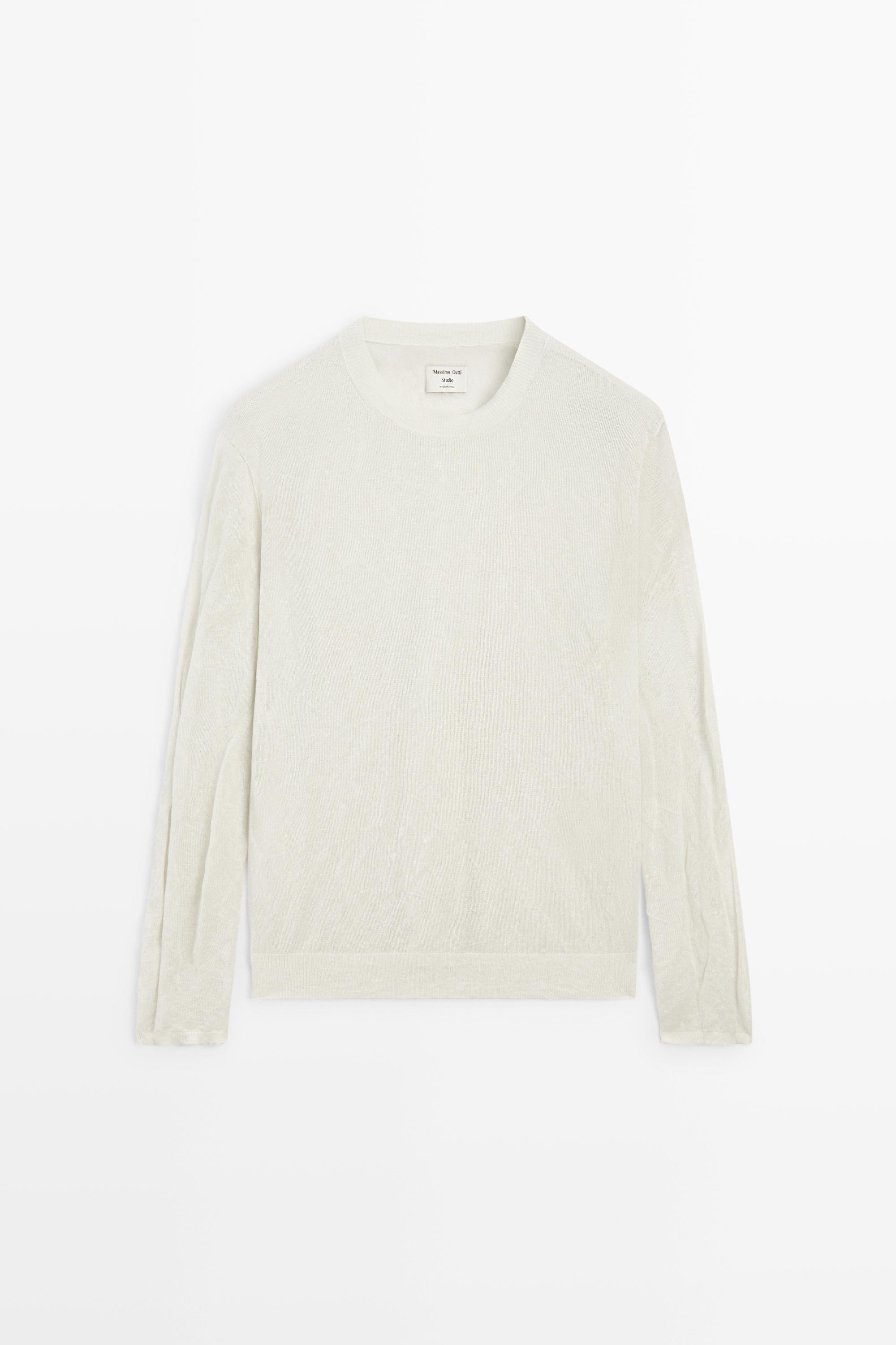 Long sleeve fine knit sweater - STUDIO — OLD SILVER