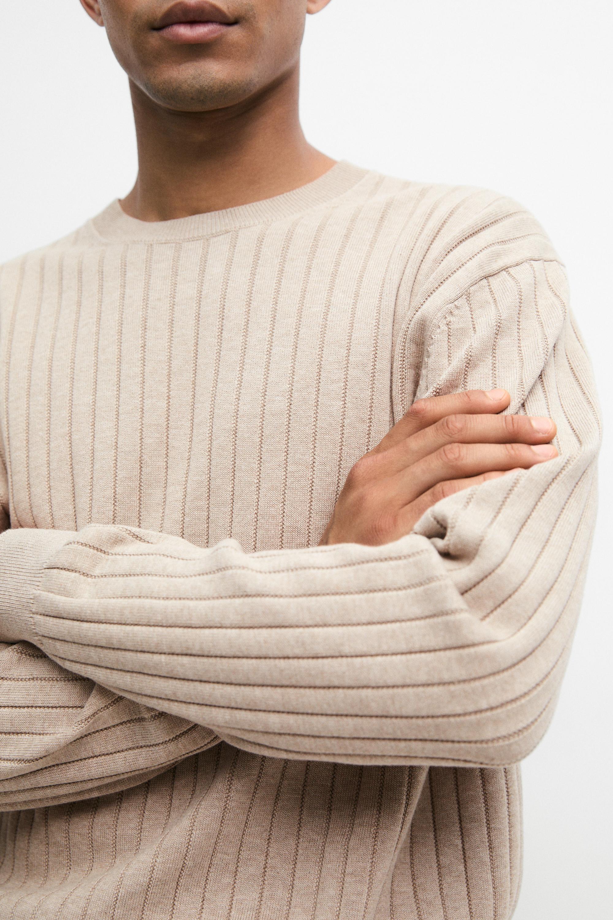 100% cotton ribbed knit sweater — GREENISH