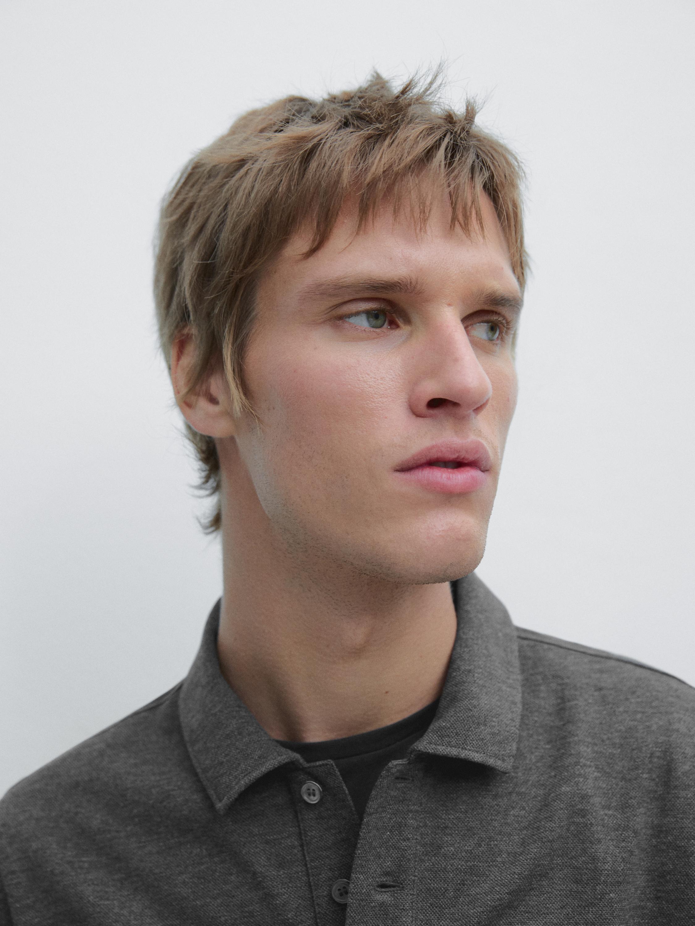 Short sleeve cotton polo shirt — ANTHRACITE GREY