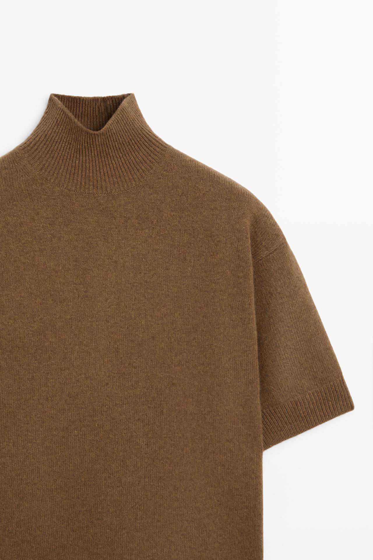 Oversize short sleeve knit sweater — TOFFEE