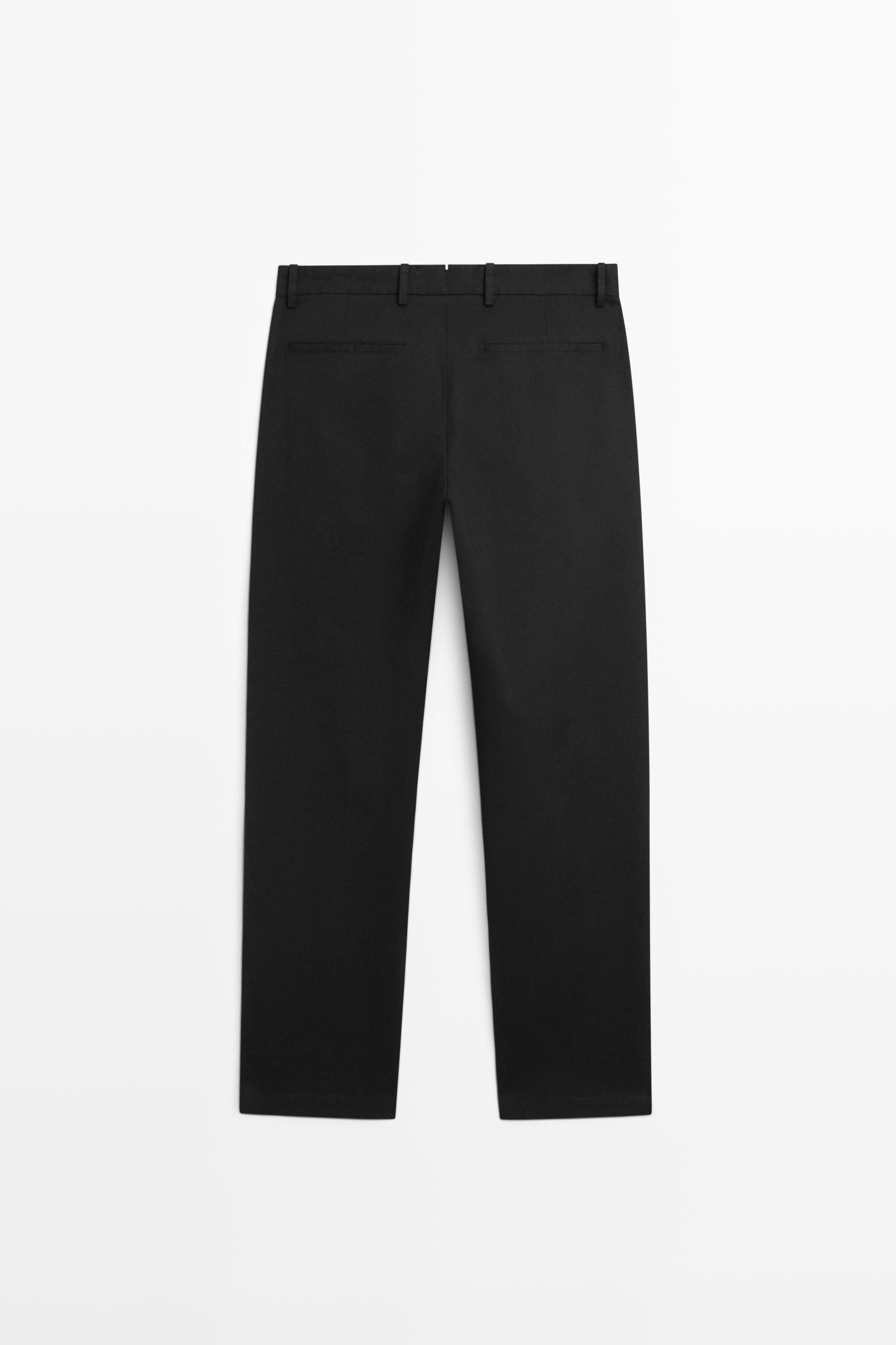 Cotton blend tapered fit trousers — NAVY BLUE