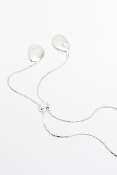 Metal pieces lariat necklace — SILVER 5