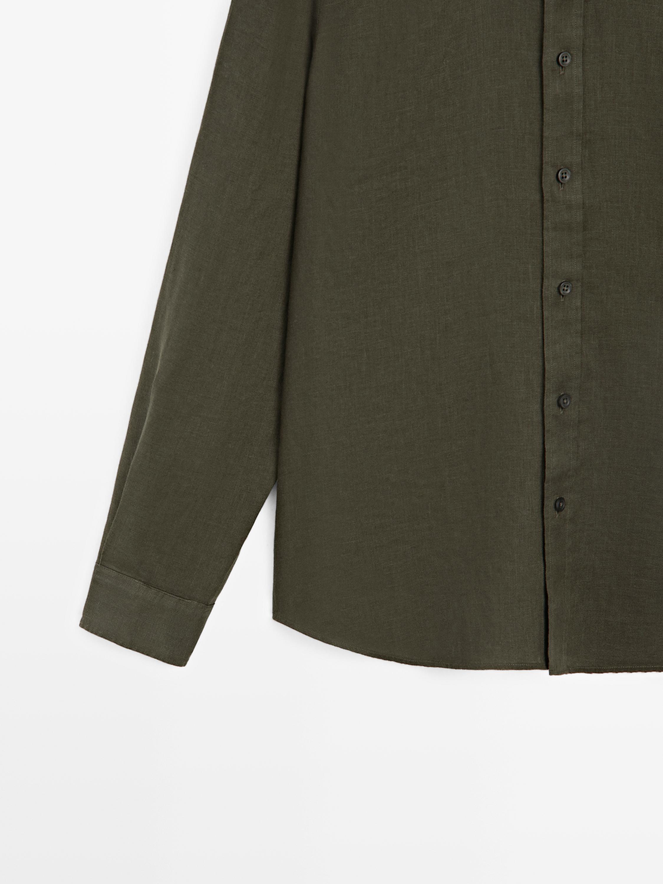 100% linen slim fit shirt — Sea green