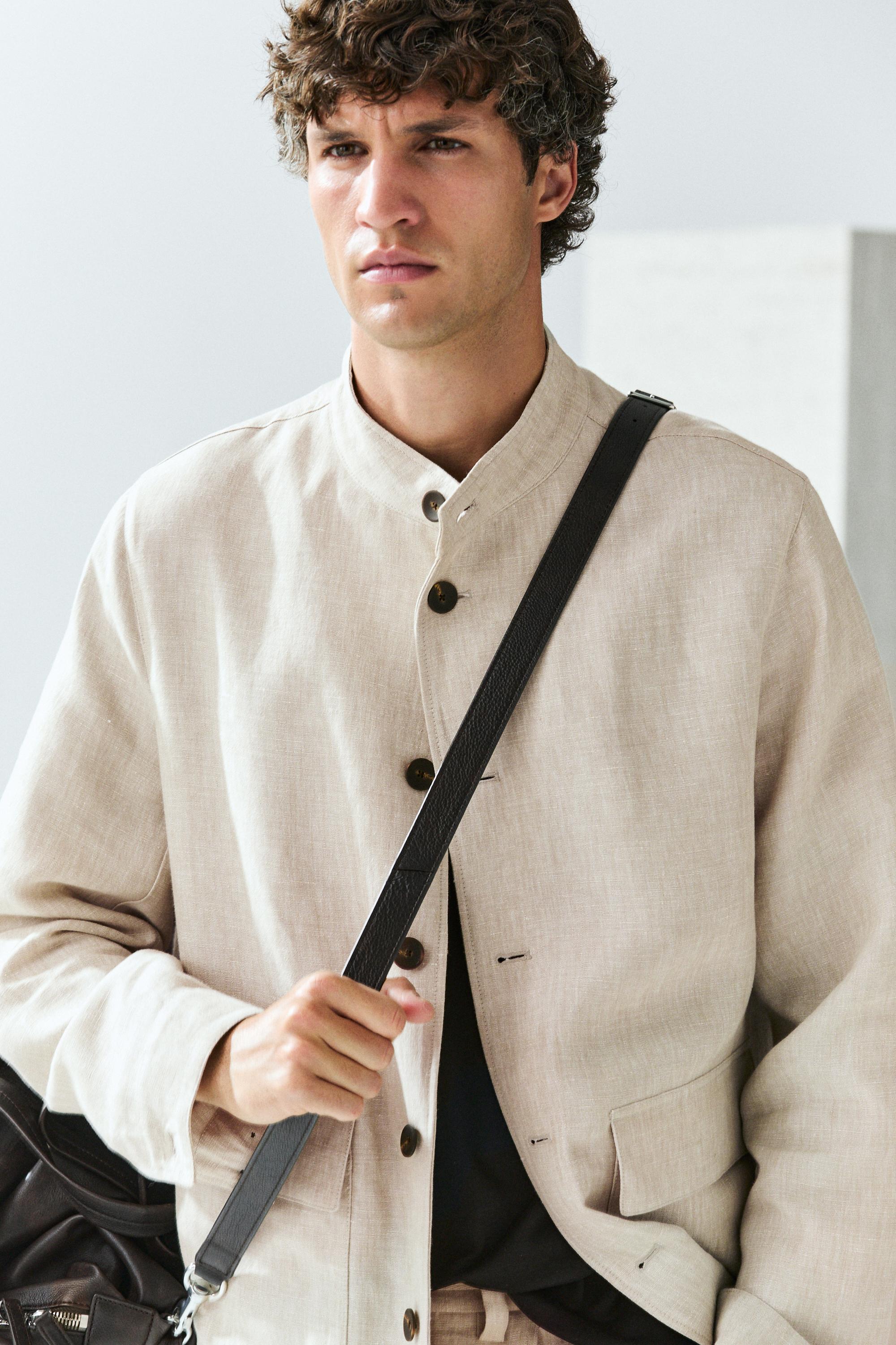 100% linen total look overshirt — BEIGE