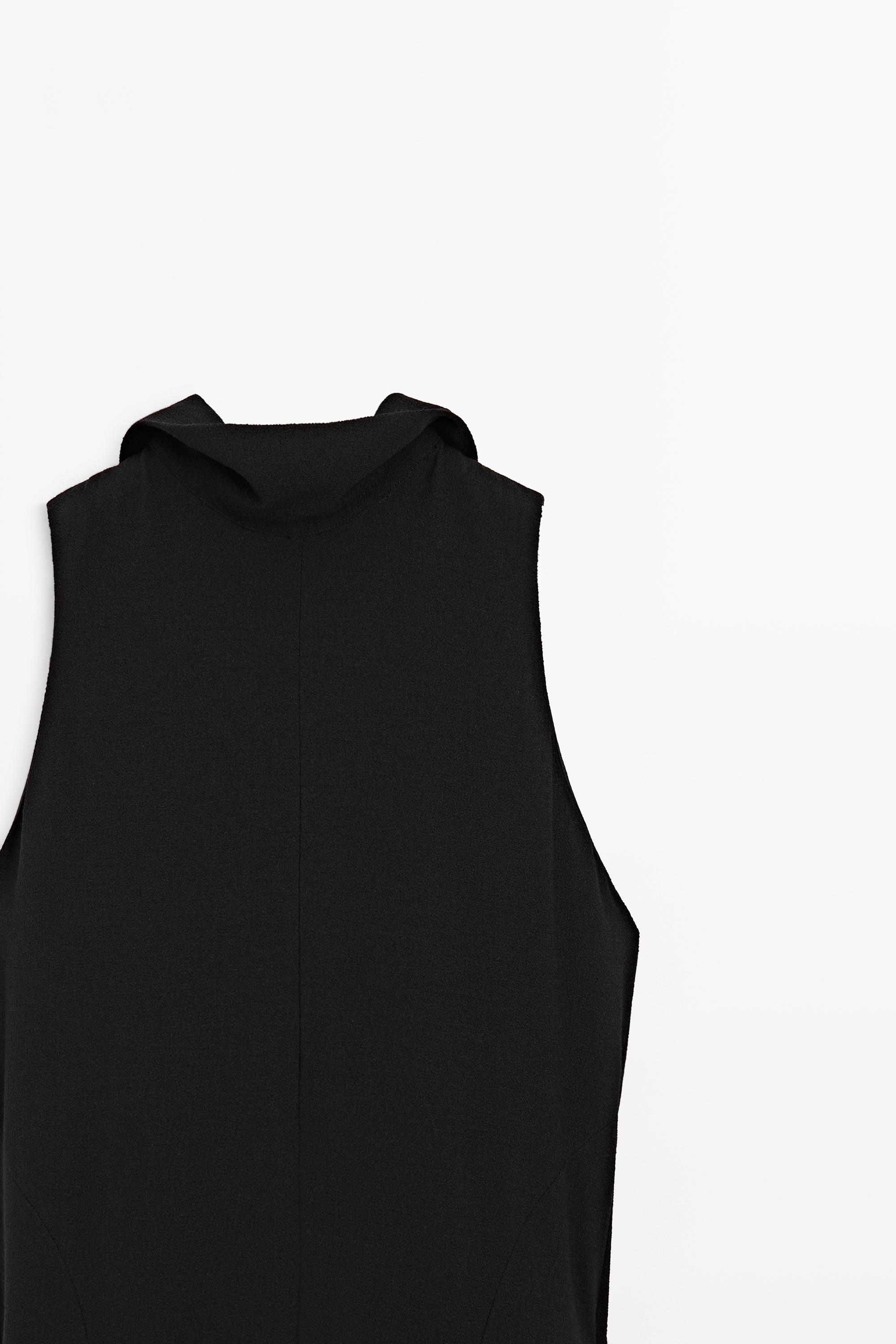 Halter neck midi dress with tie detail — BLACK