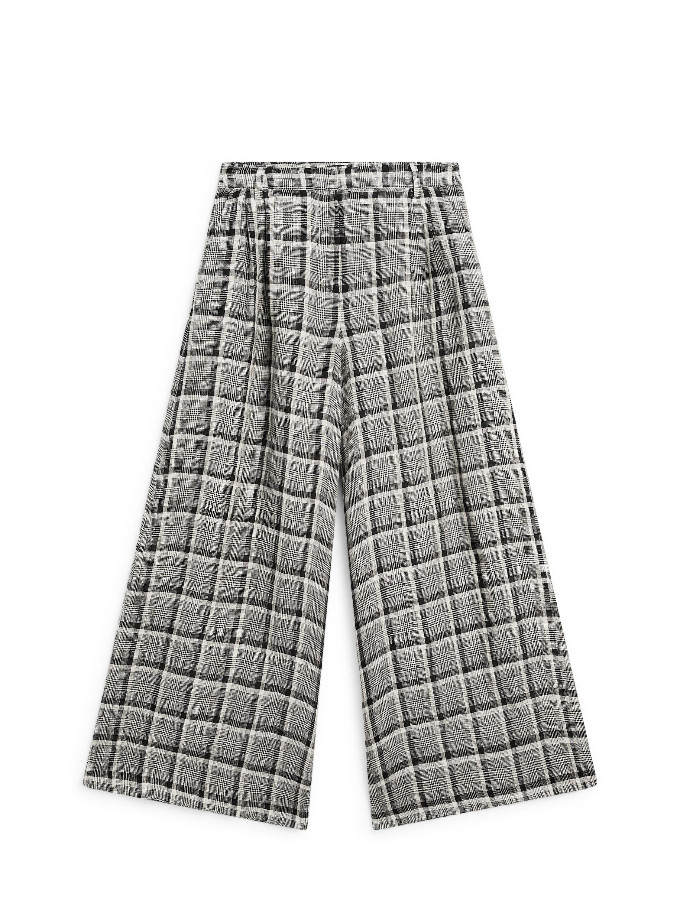 【Massimo Dutti】100% linen check palazzo trousers 100% linen check palazzo trousers · Beige · Dressy | Massimo