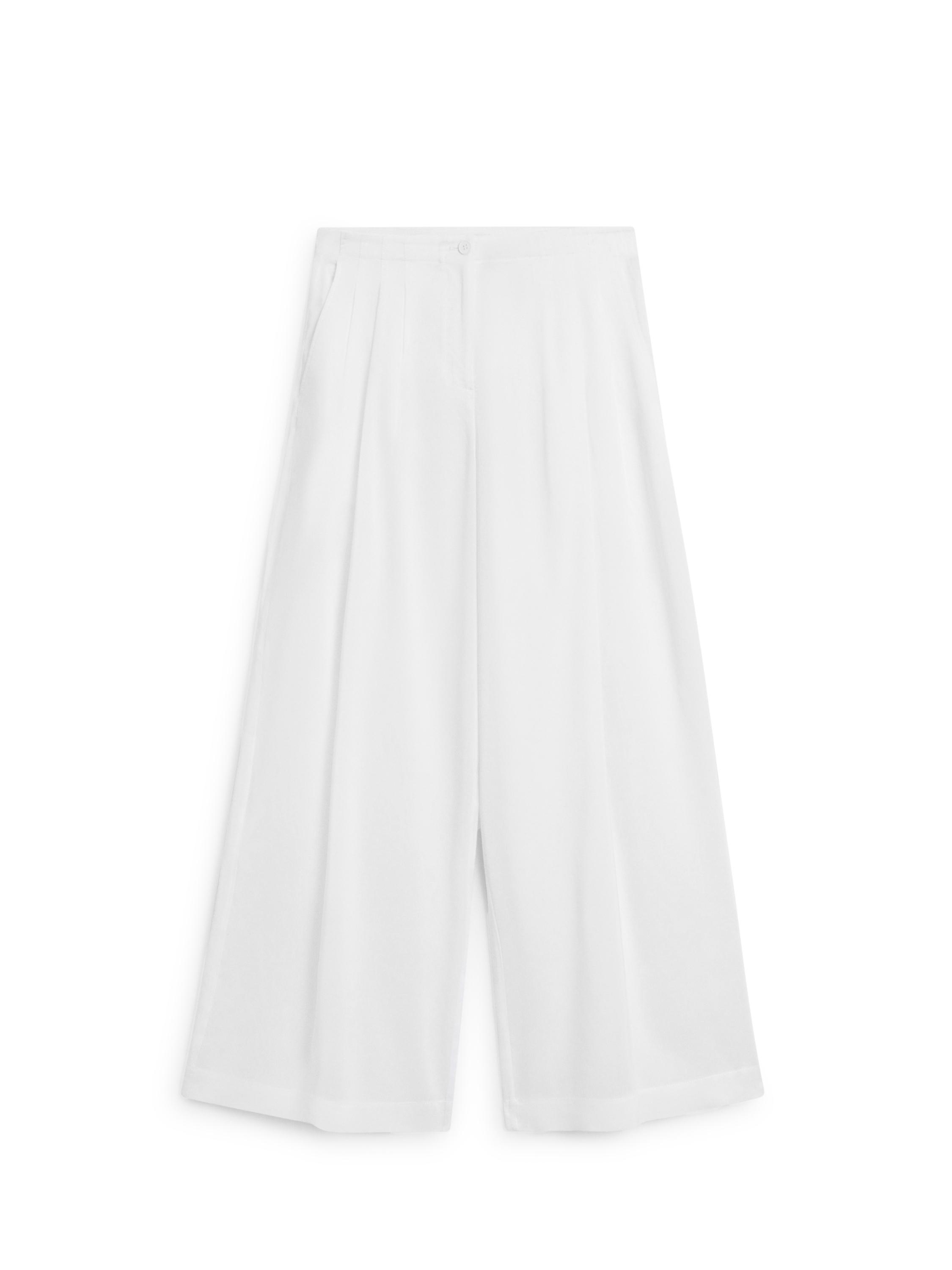 Flowing linen blend trousers — Off white