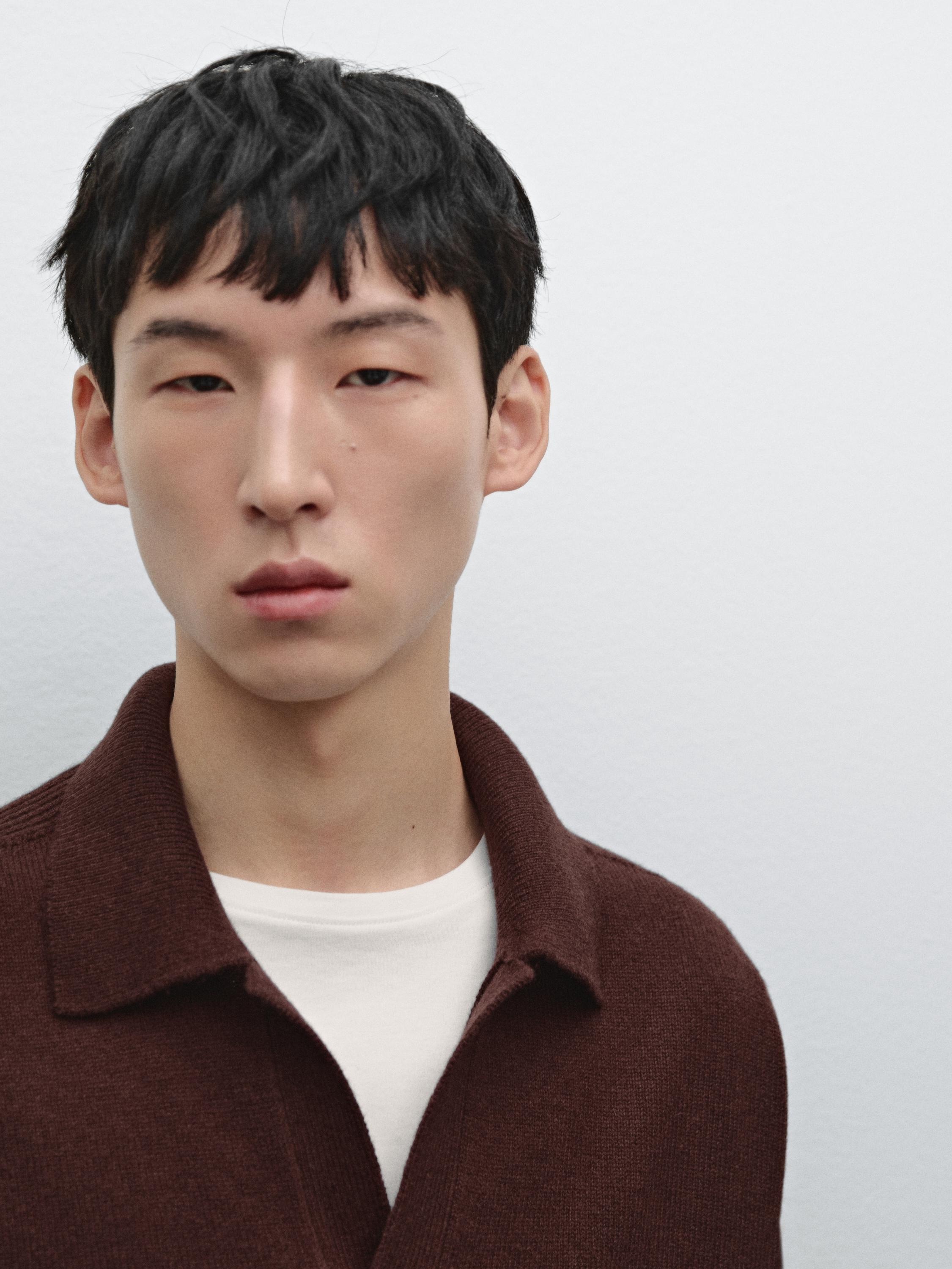 Wool blend polo collar sweater