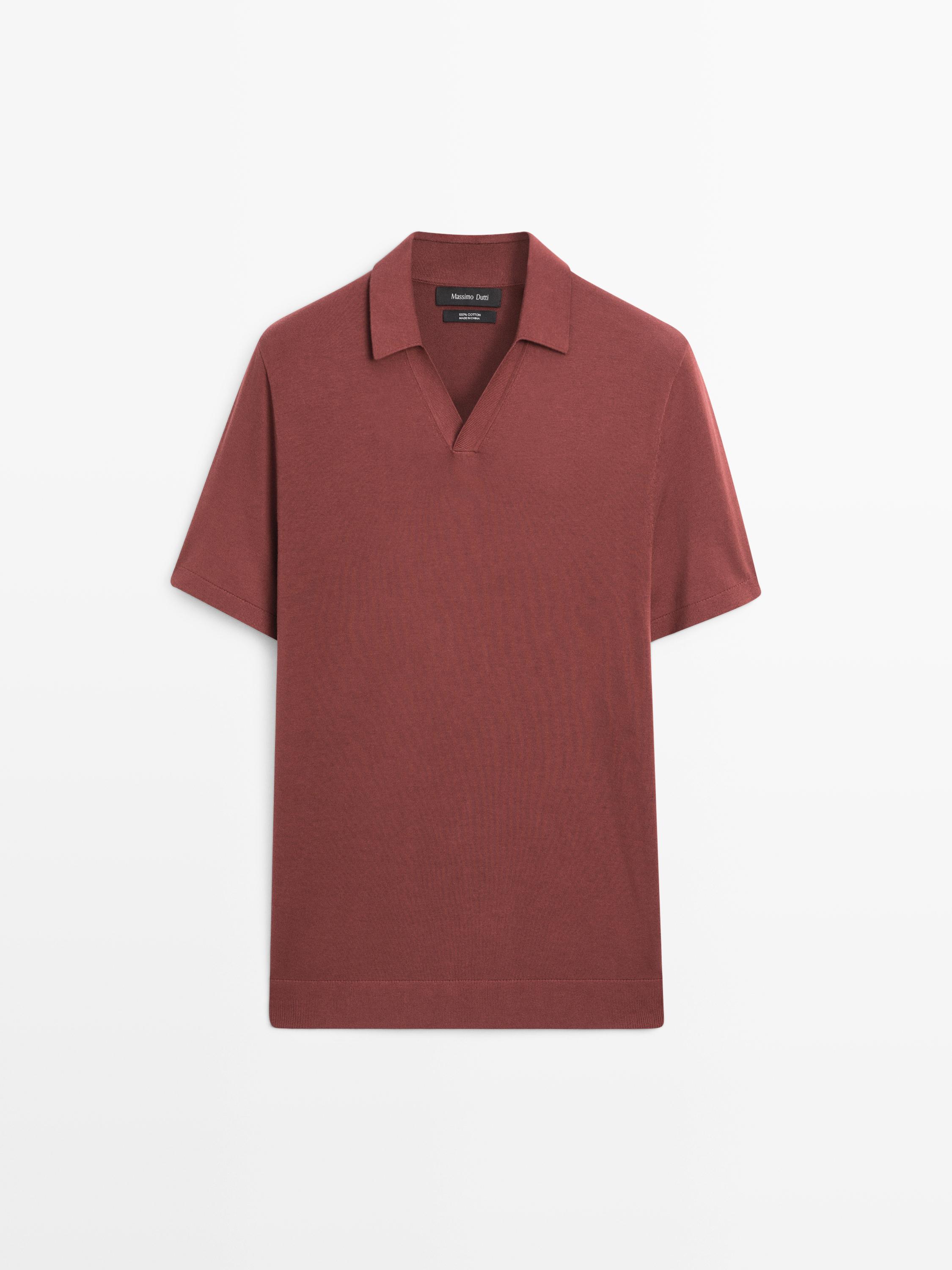 Short sleeve cotton knit polo shirt