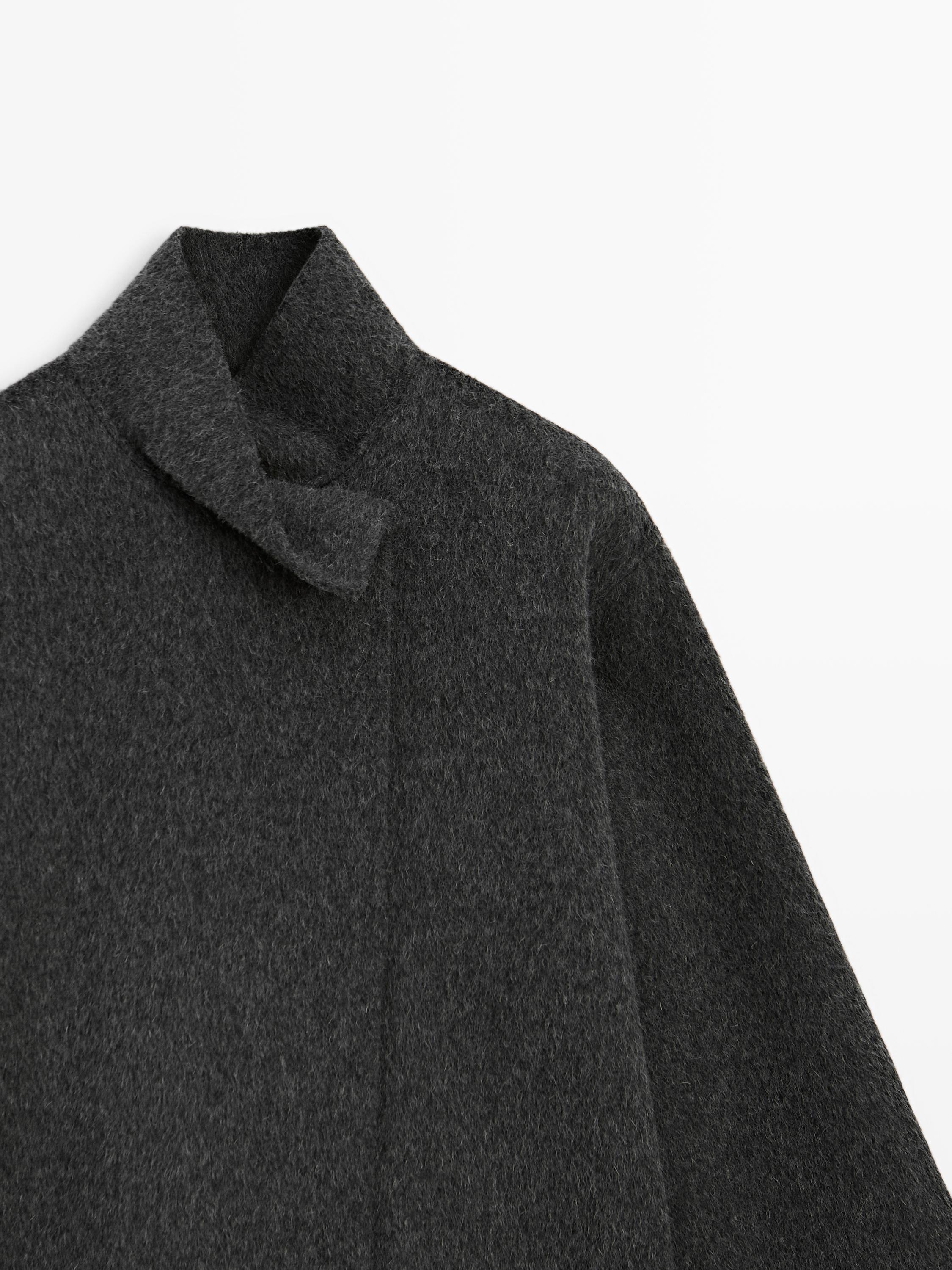Cappotto a mantella con collo alto in misto lana