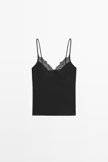 Strappy top with lace detail — BLACK 2