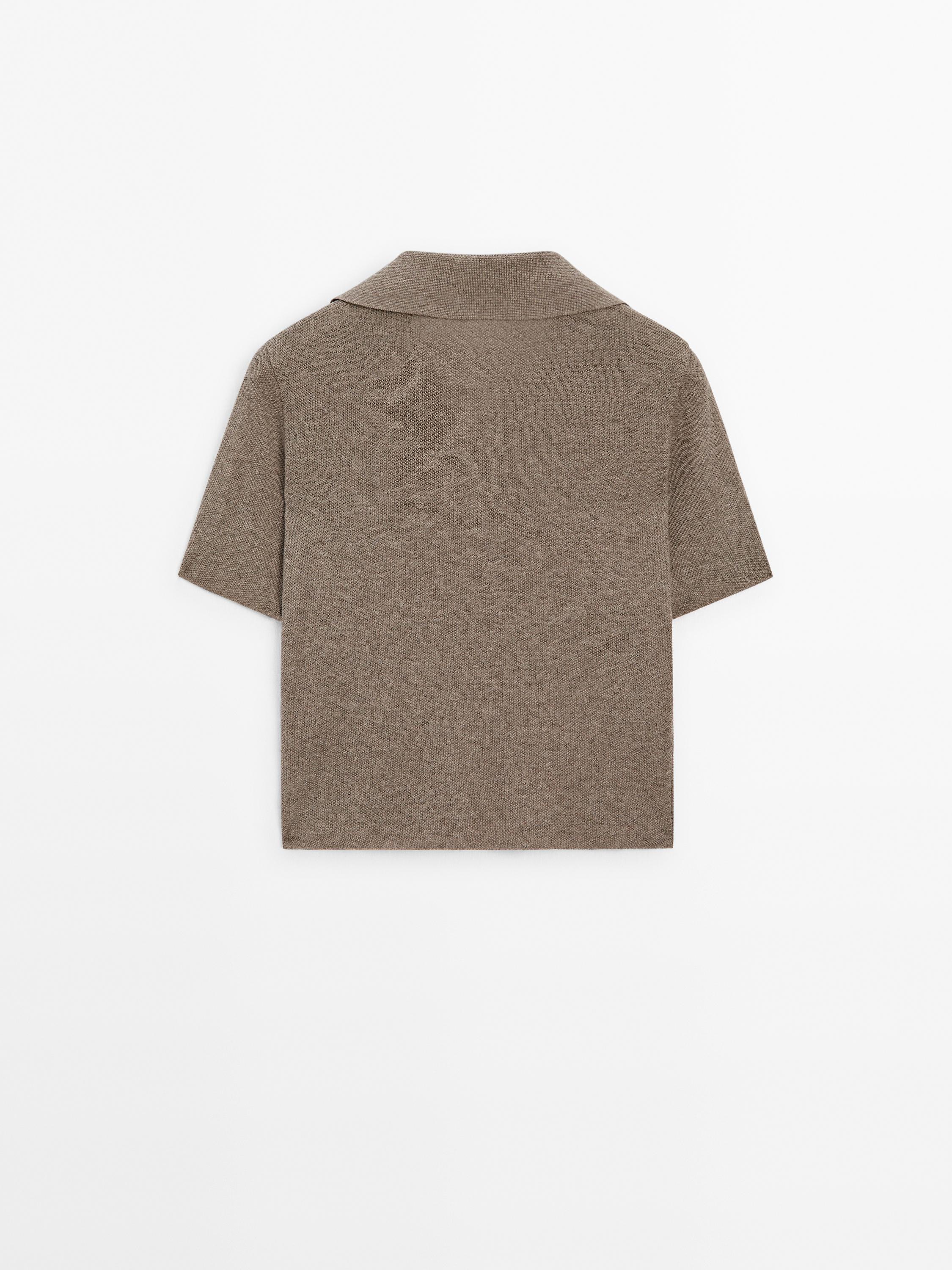 Cotton blend short sleeve polo shirt · Ochre · T-shirts And