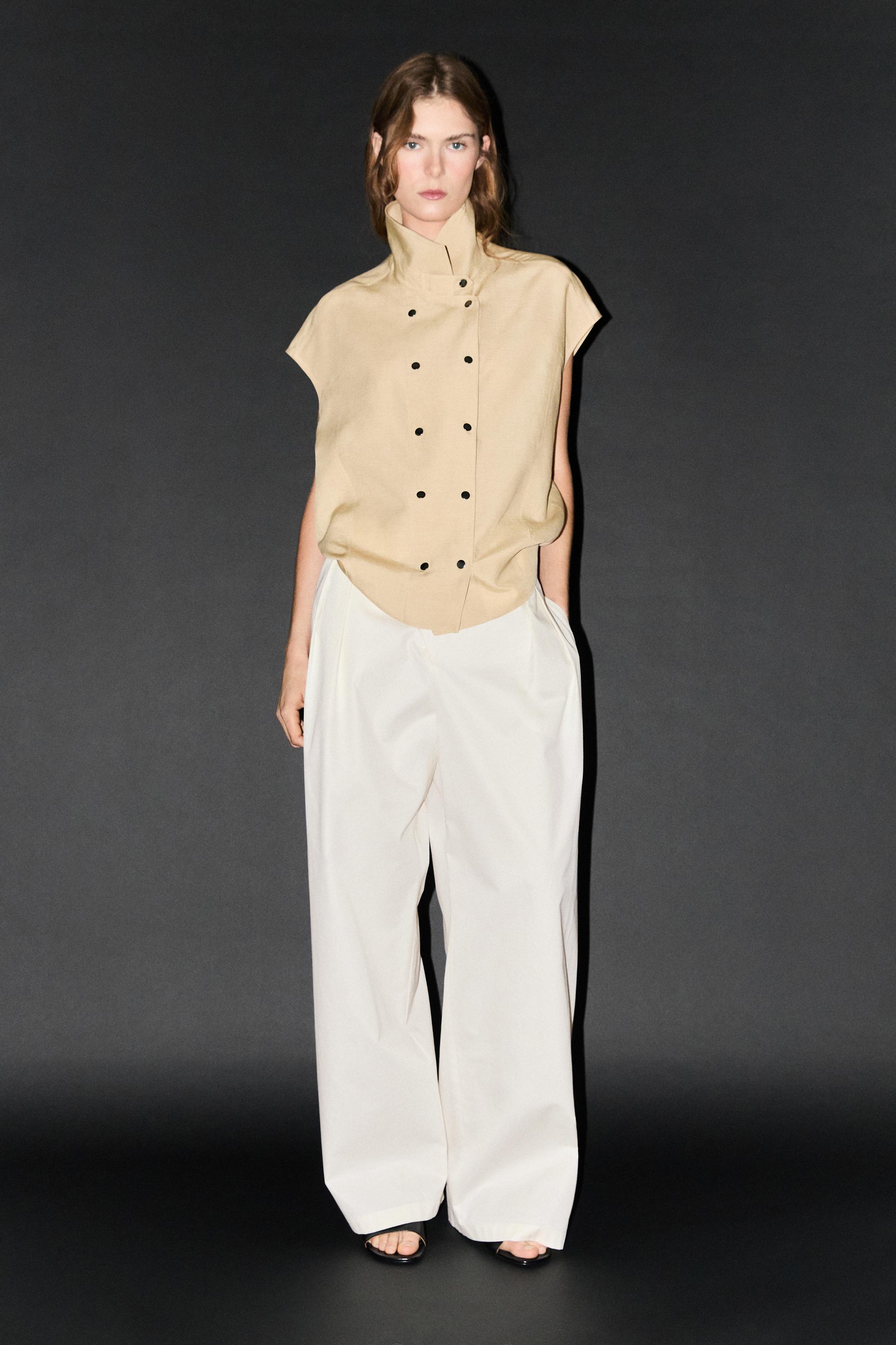 Flowing linen suit trousers — Off white