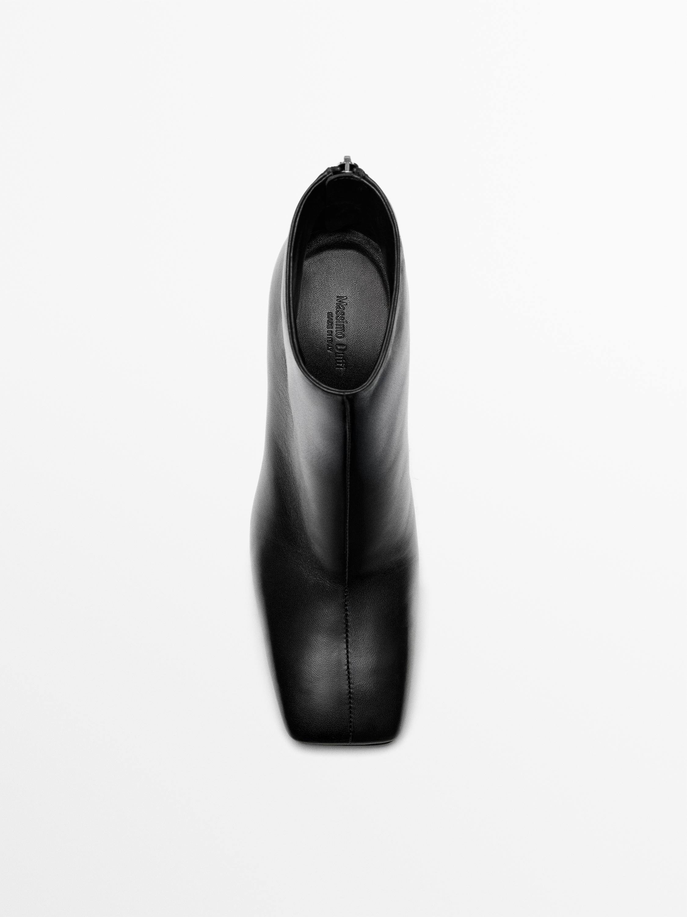 Leather heeled ankle boots - Made in Italy — BLACK