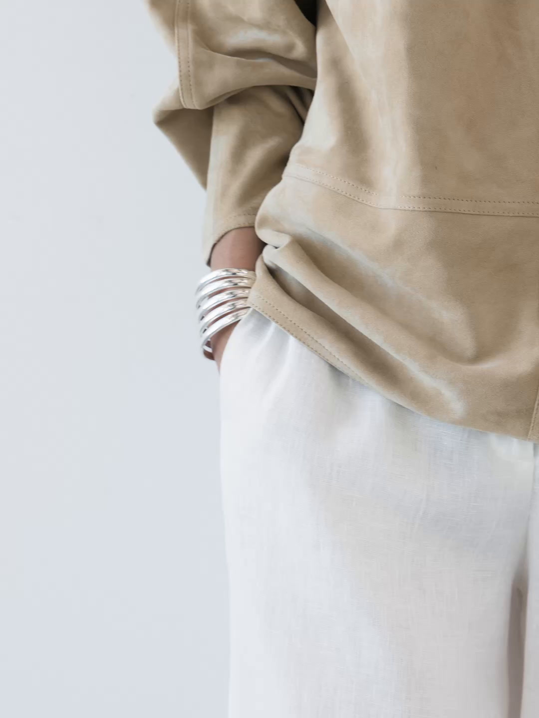 Wide suede leather blouse
