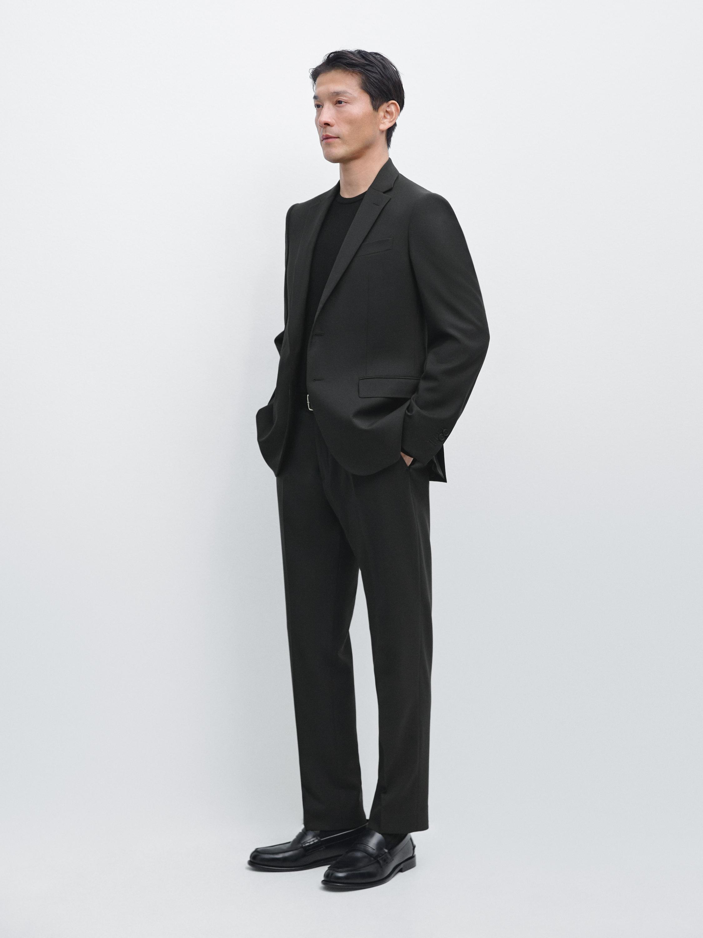 100% cool wool suit blazer — BLACK