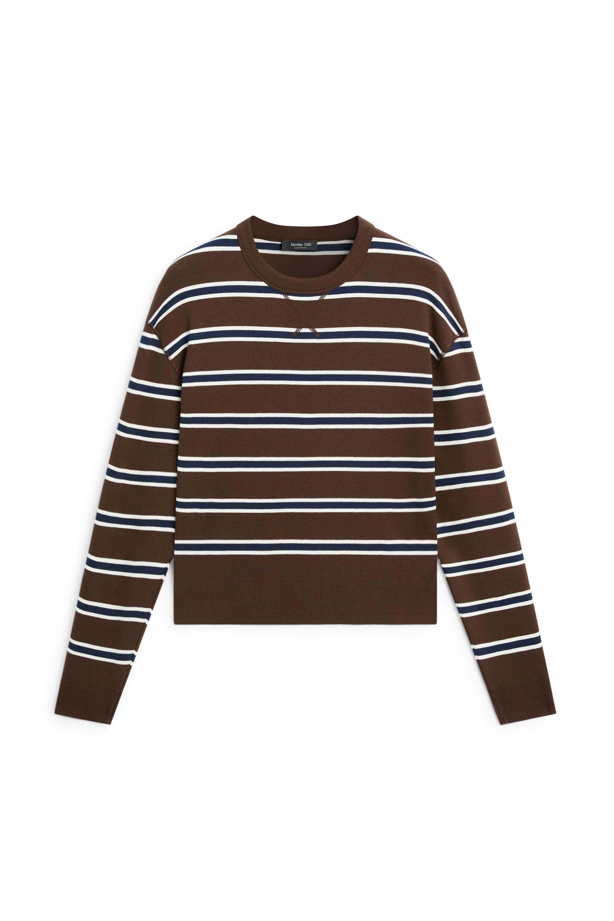 Massimo Dutti Çizgi detaylı interlok sweatshirt