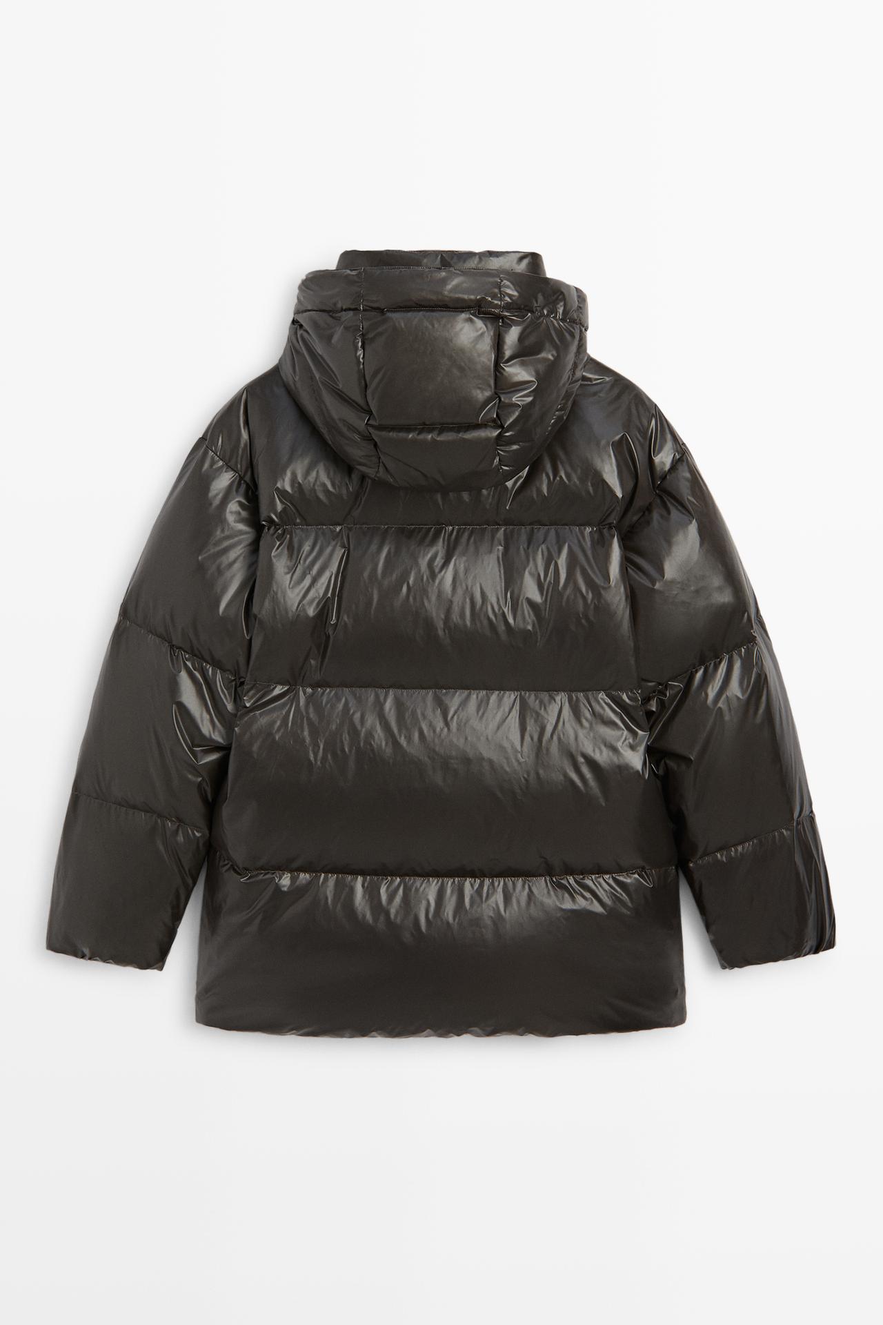 Down jacket with mitten detail — DARK MARL