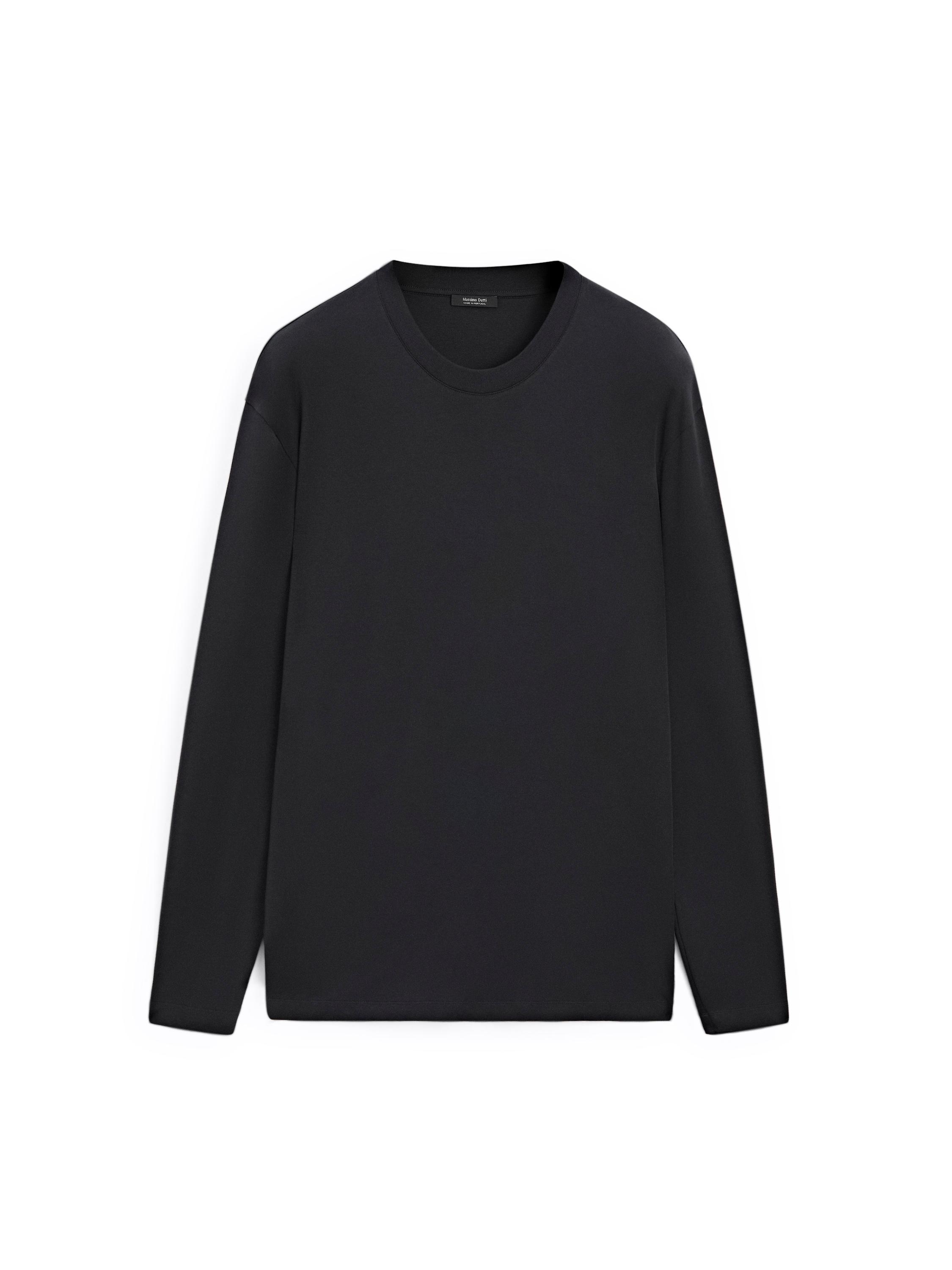 Long sleeve medium weight cotton T-shirt — NAVY BLUE