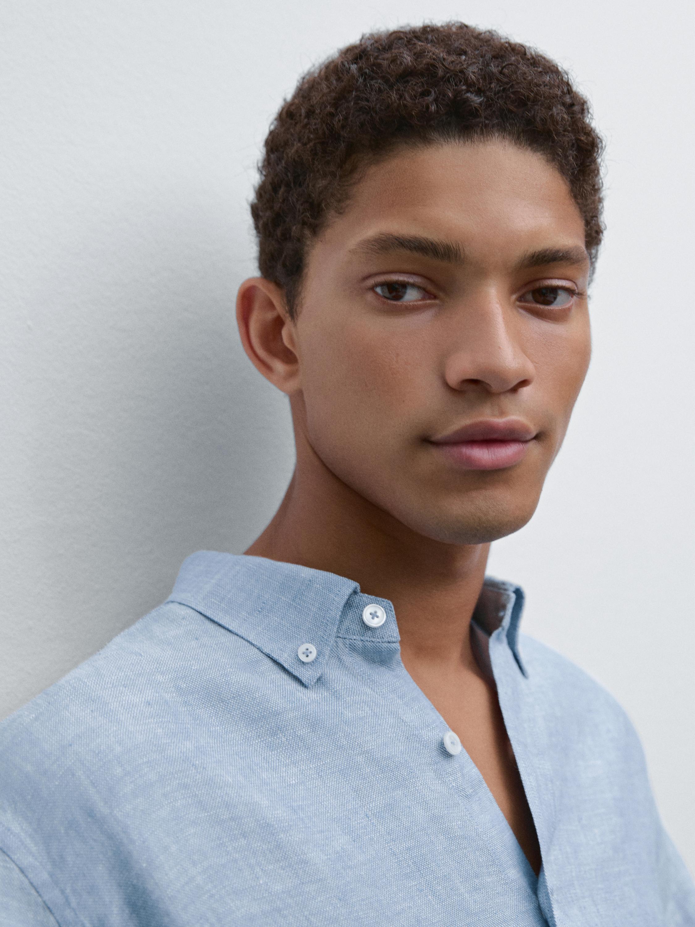 100% linen regular fit Oxford shirt