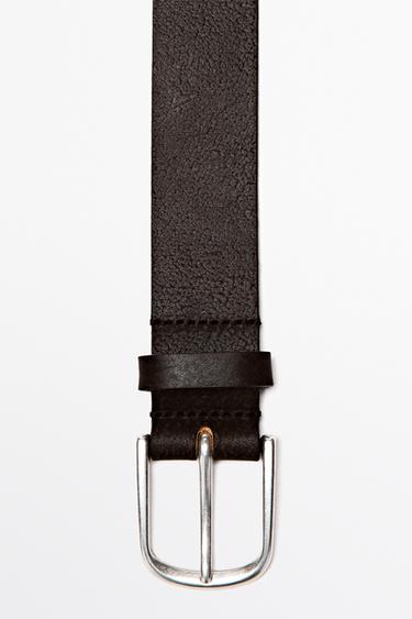 Distressed nappa leather belt — BROWN 5