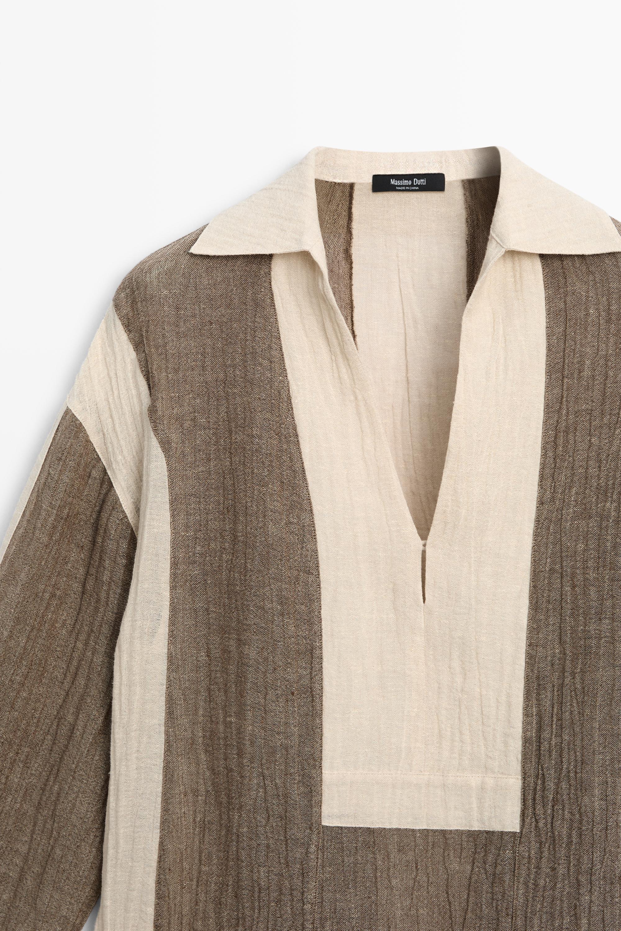 Blouse fluide texture lin mélangé