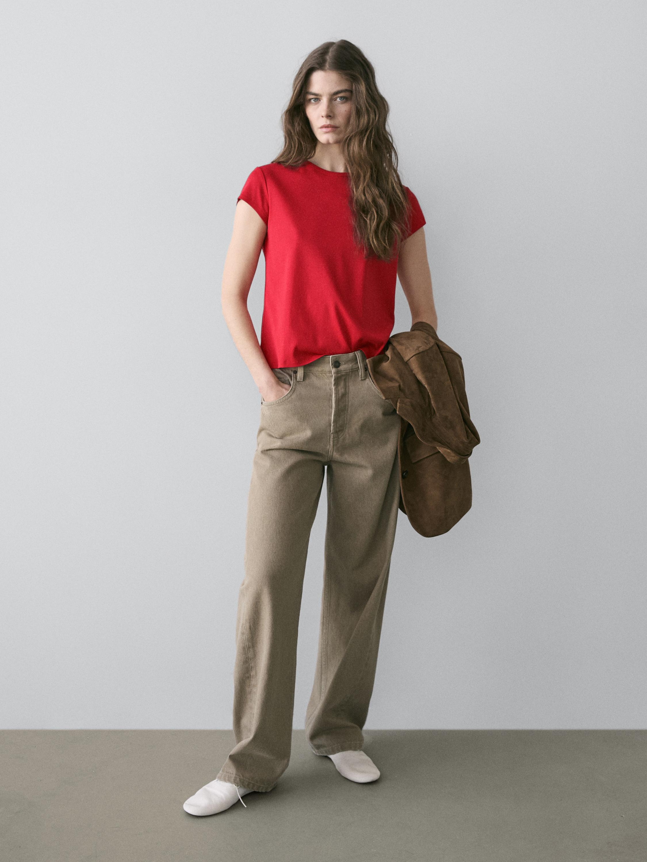 Mid-waist balloon fit jeans — SAND