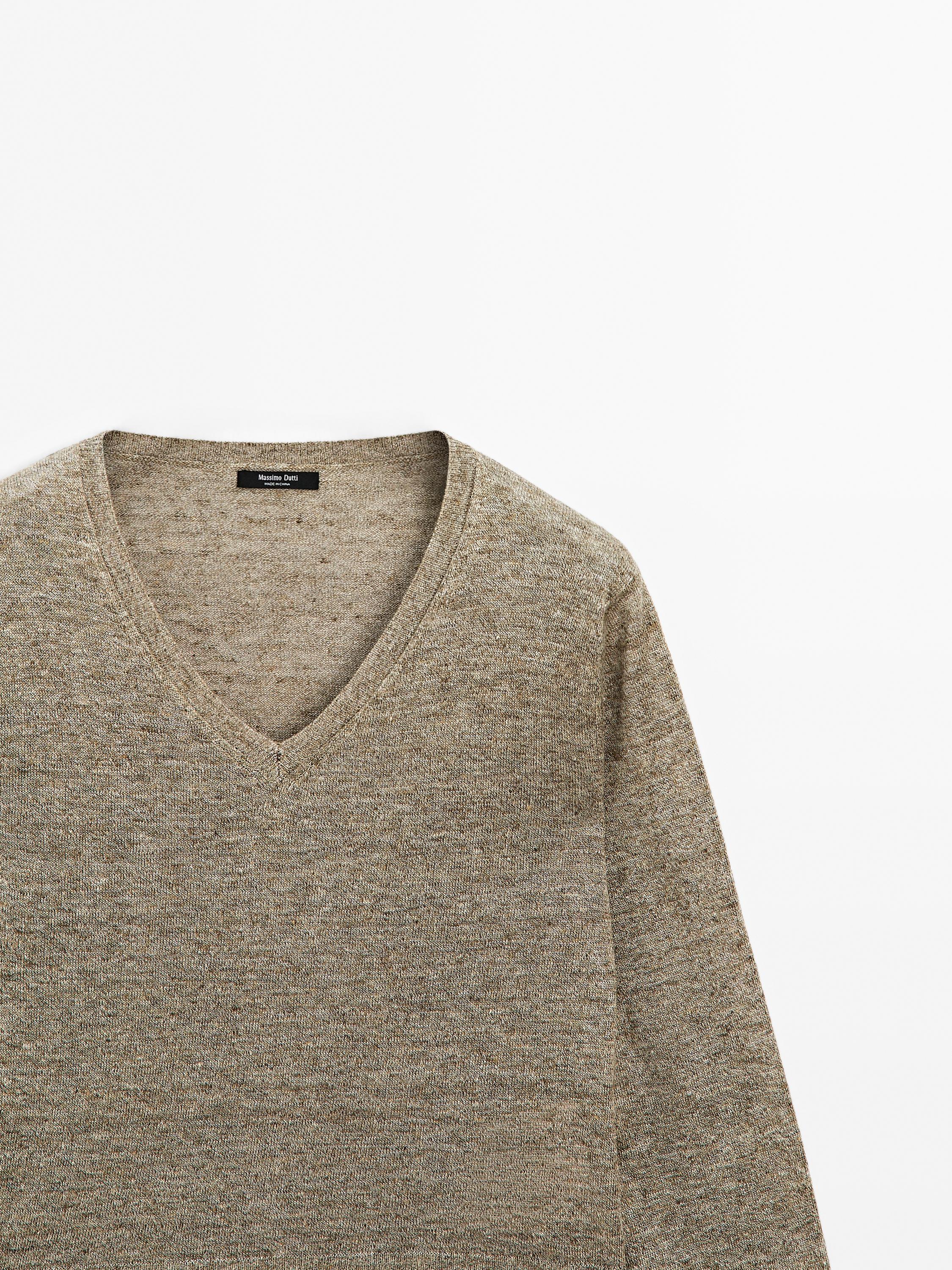 100% linen melange knit sweater