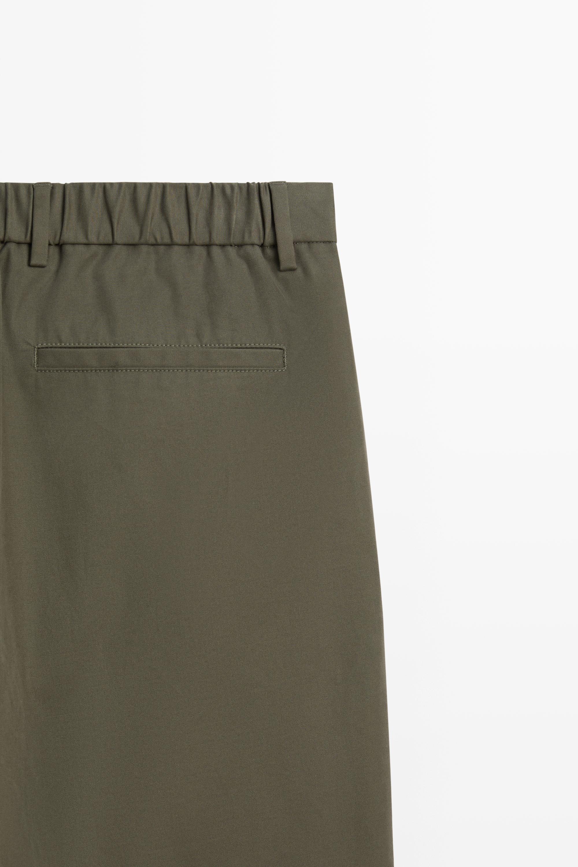100% cotton pants with double pleats — GREEN
