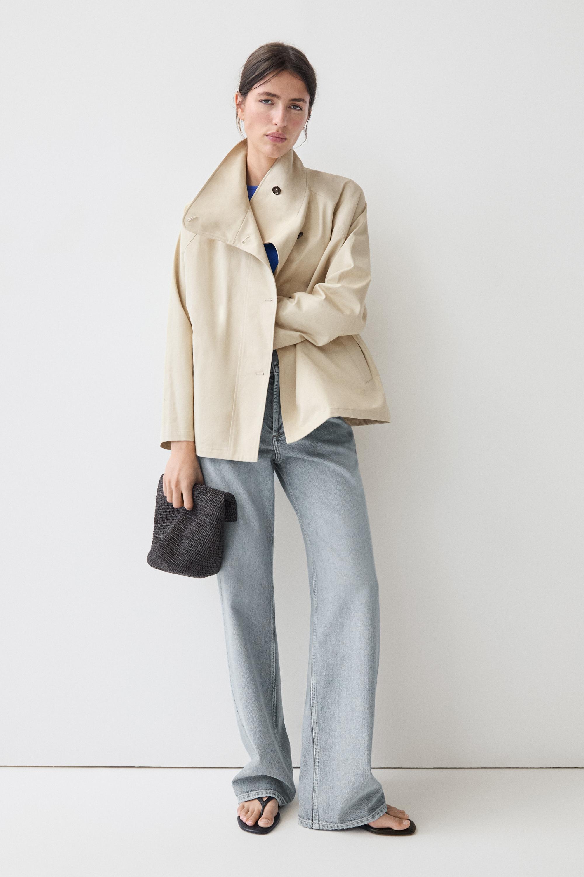 100% cotton cape jacket — BEIGE