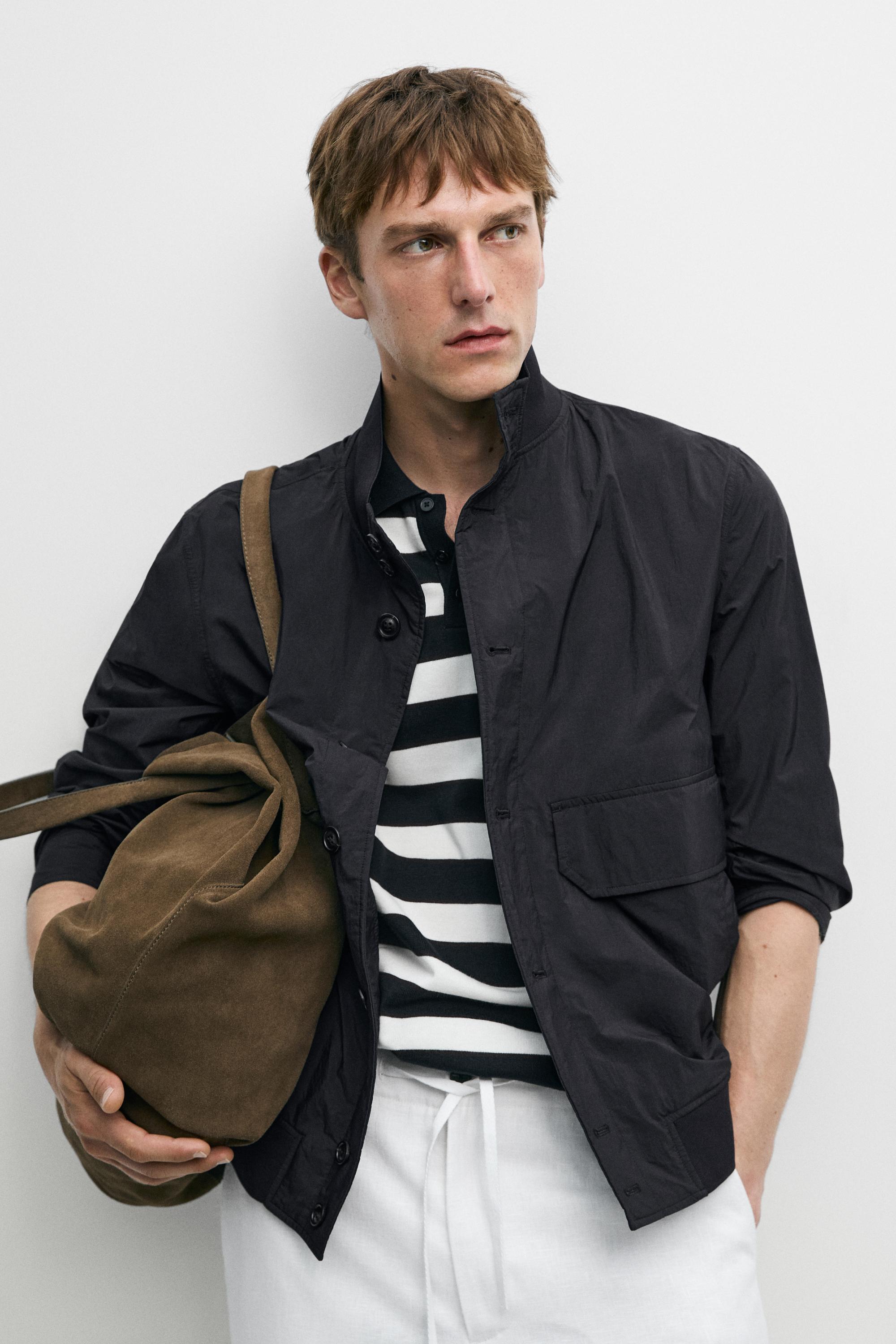 Bomber jacket with pocket details — DARK NAVY