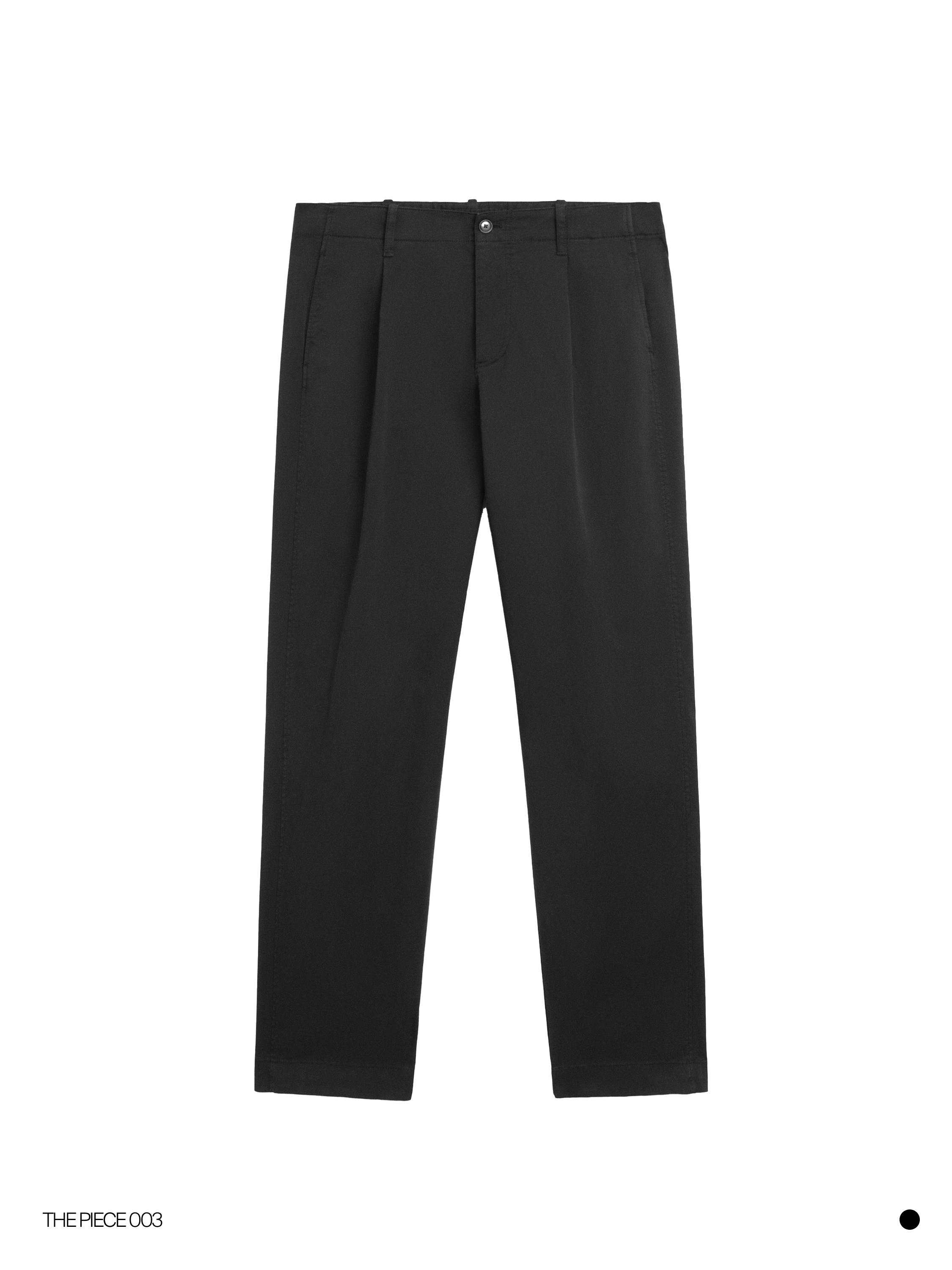 Cotton blend barrel fit trousers — BLACK
