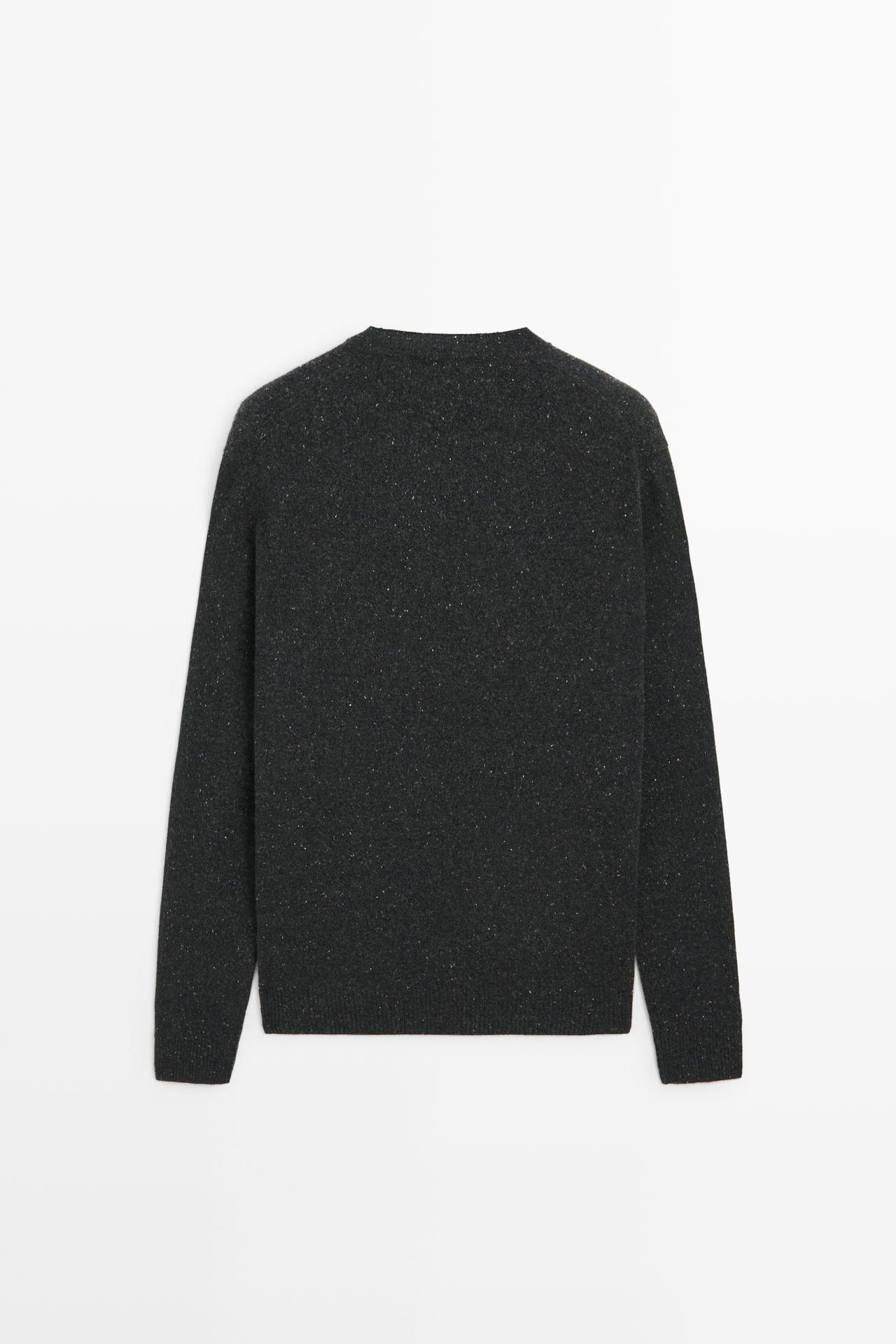 Heathered wool knit sweater — CHARCOAL