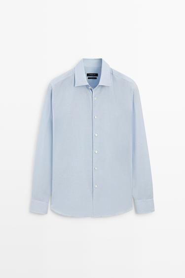 100% cotton regular fit plaid shirt — BLUE 2