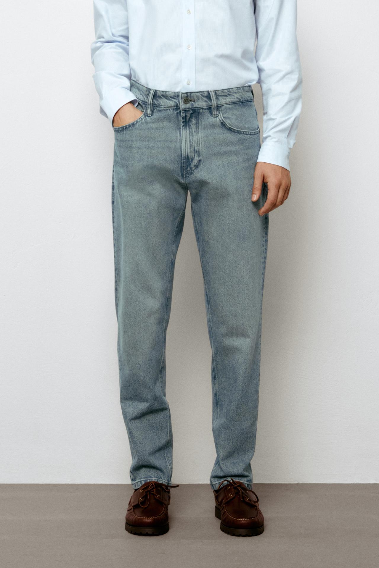 Stonewashed tapered-fit jeans — BLUE