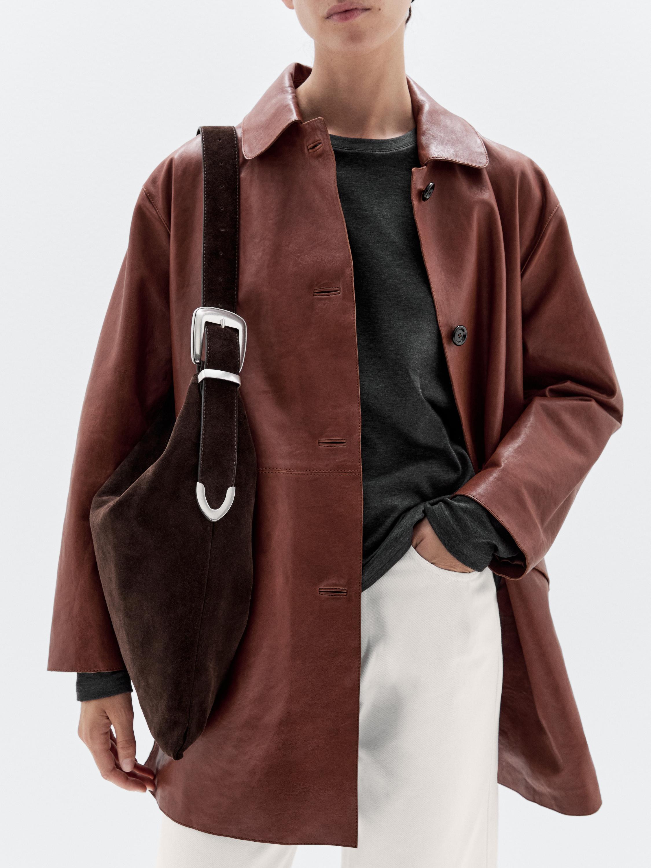 Maksiveske i semsket skinn