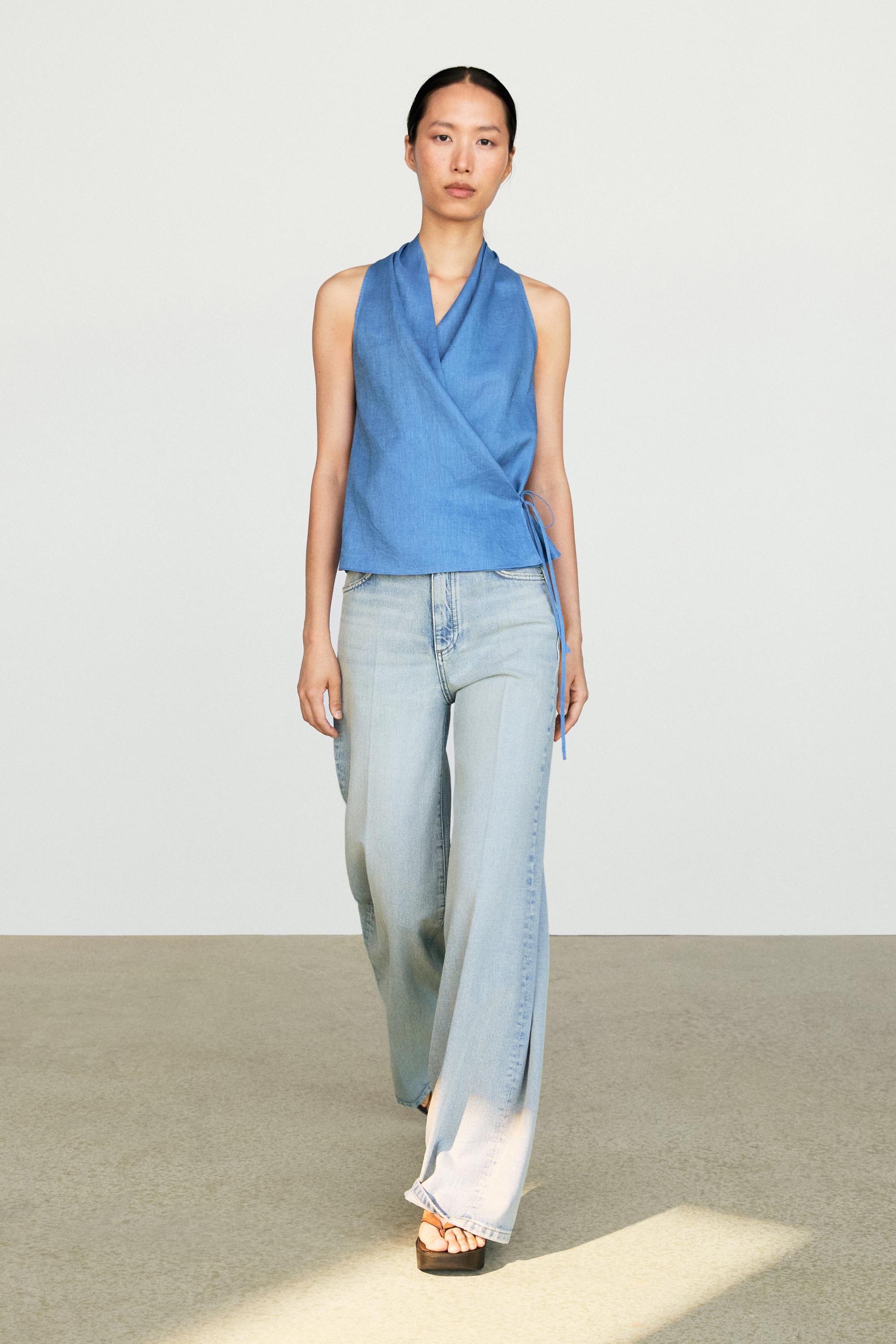 High-waist wide-leg jeans — Light Blue