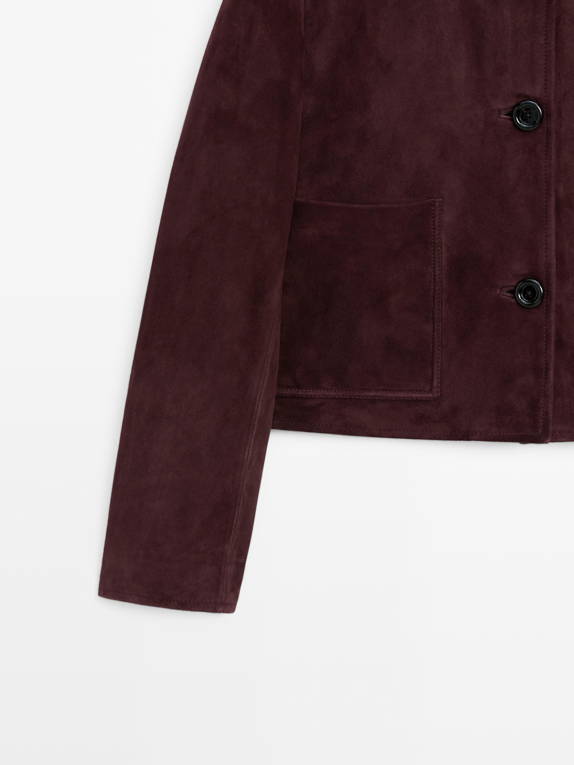 Short suede leather jacket