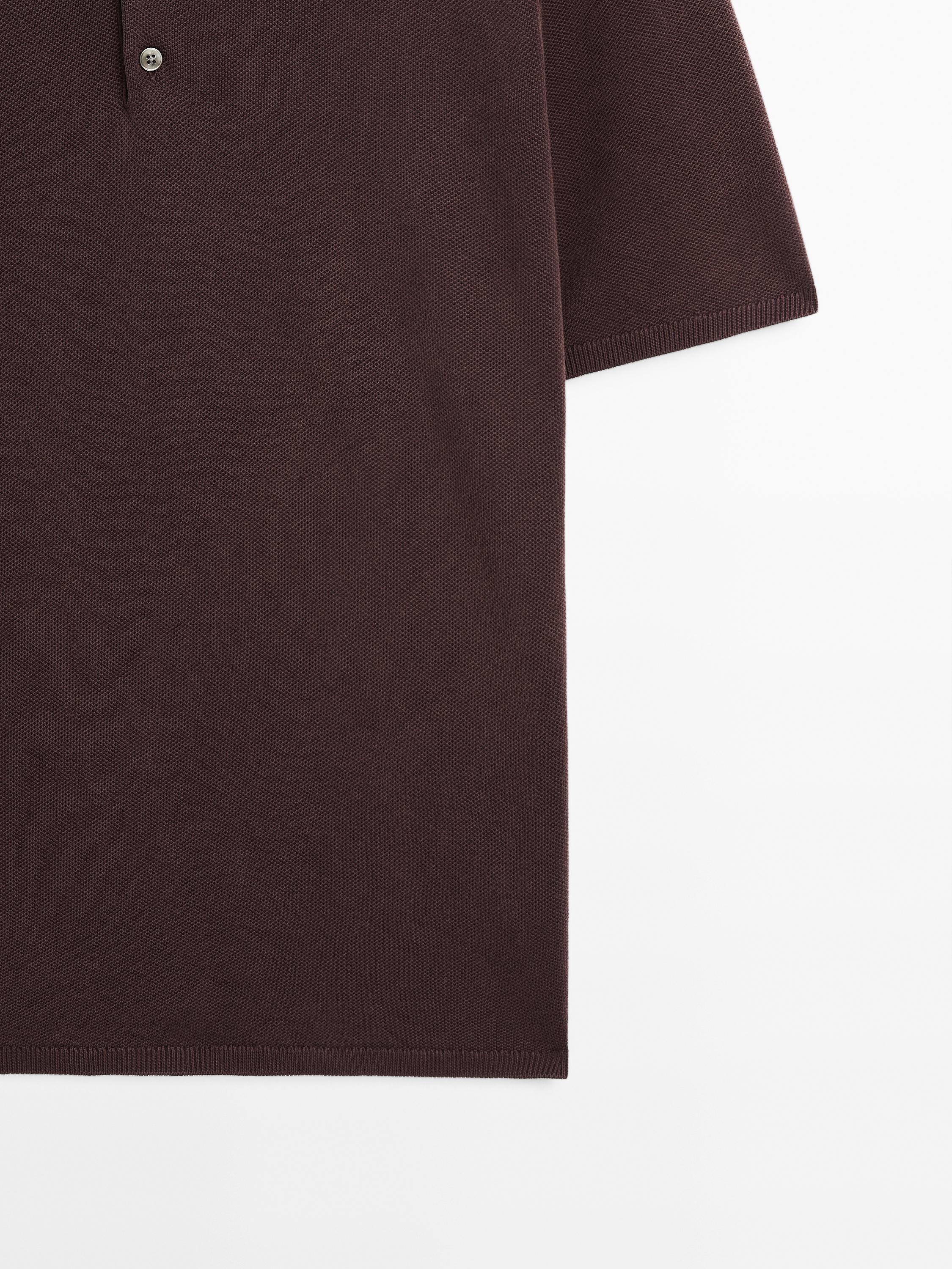 100% cotton textured knit polo shirt