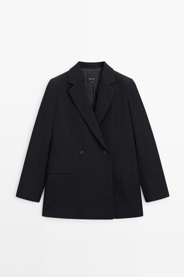 Wool blend double-breasted blazer — NAVY BLUE 2