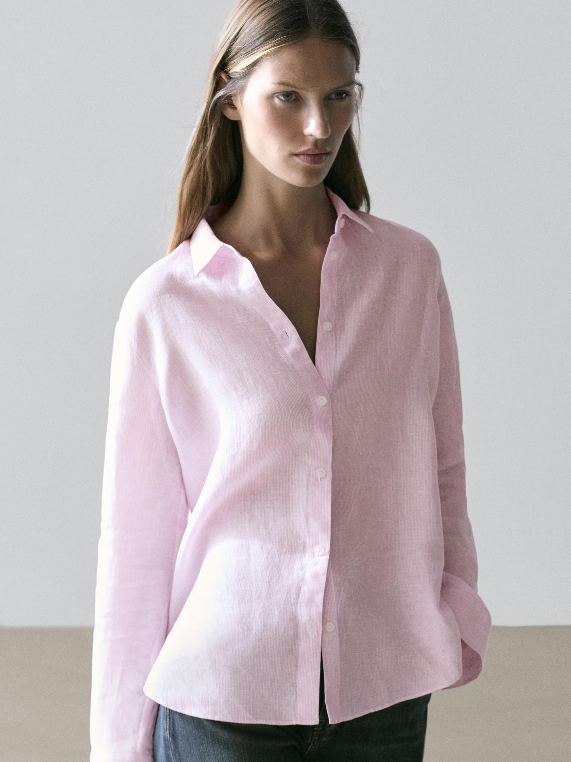 Camisa fluida mil rayas 100% lino