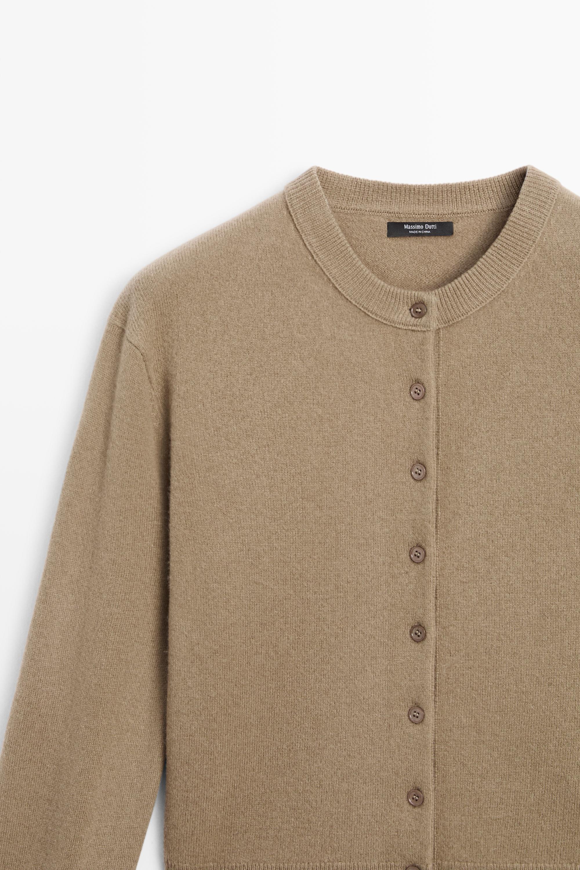 Button-detail knit cardigan — GREENISH