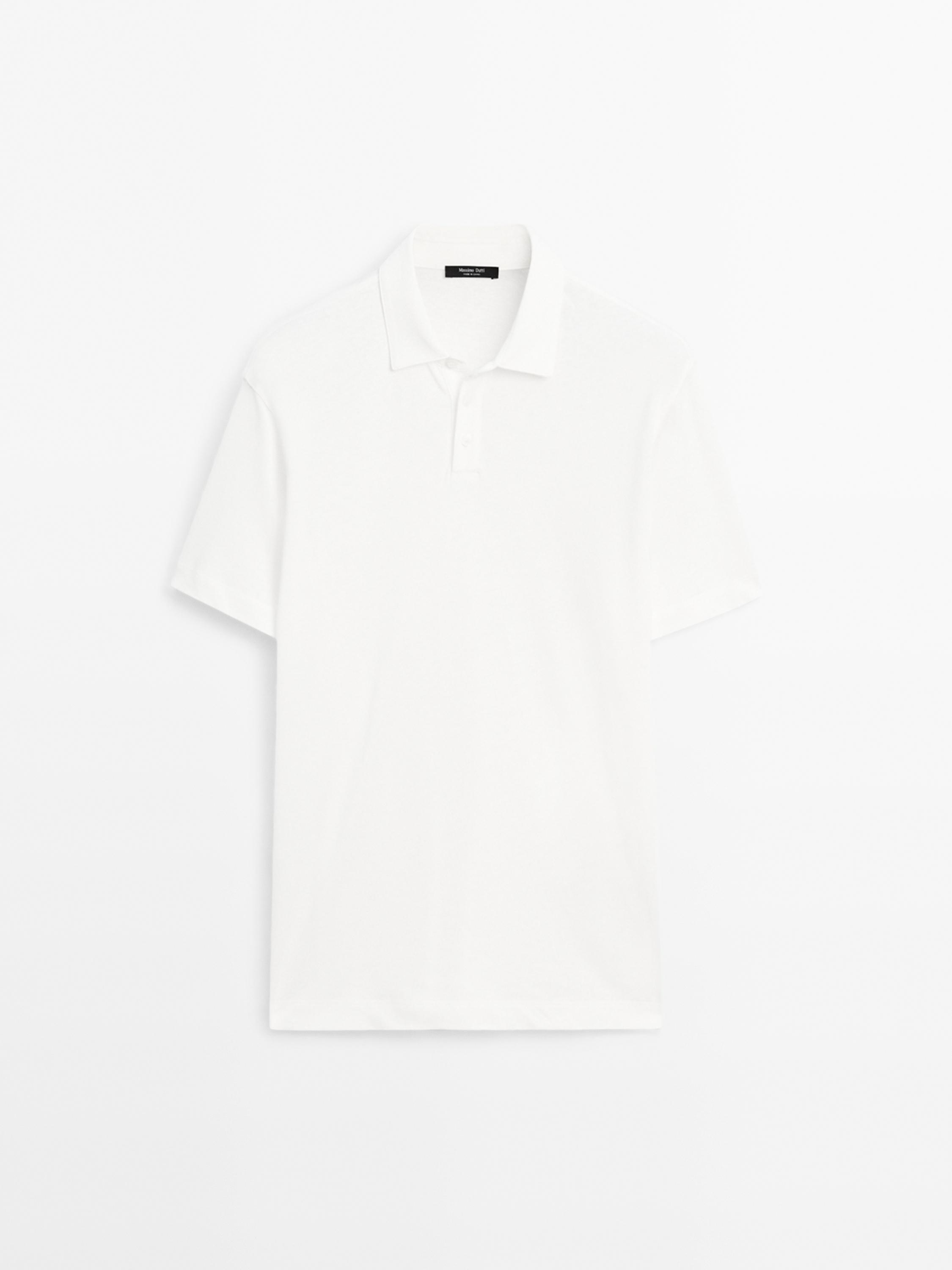 Short sleeve polo shirt with linen