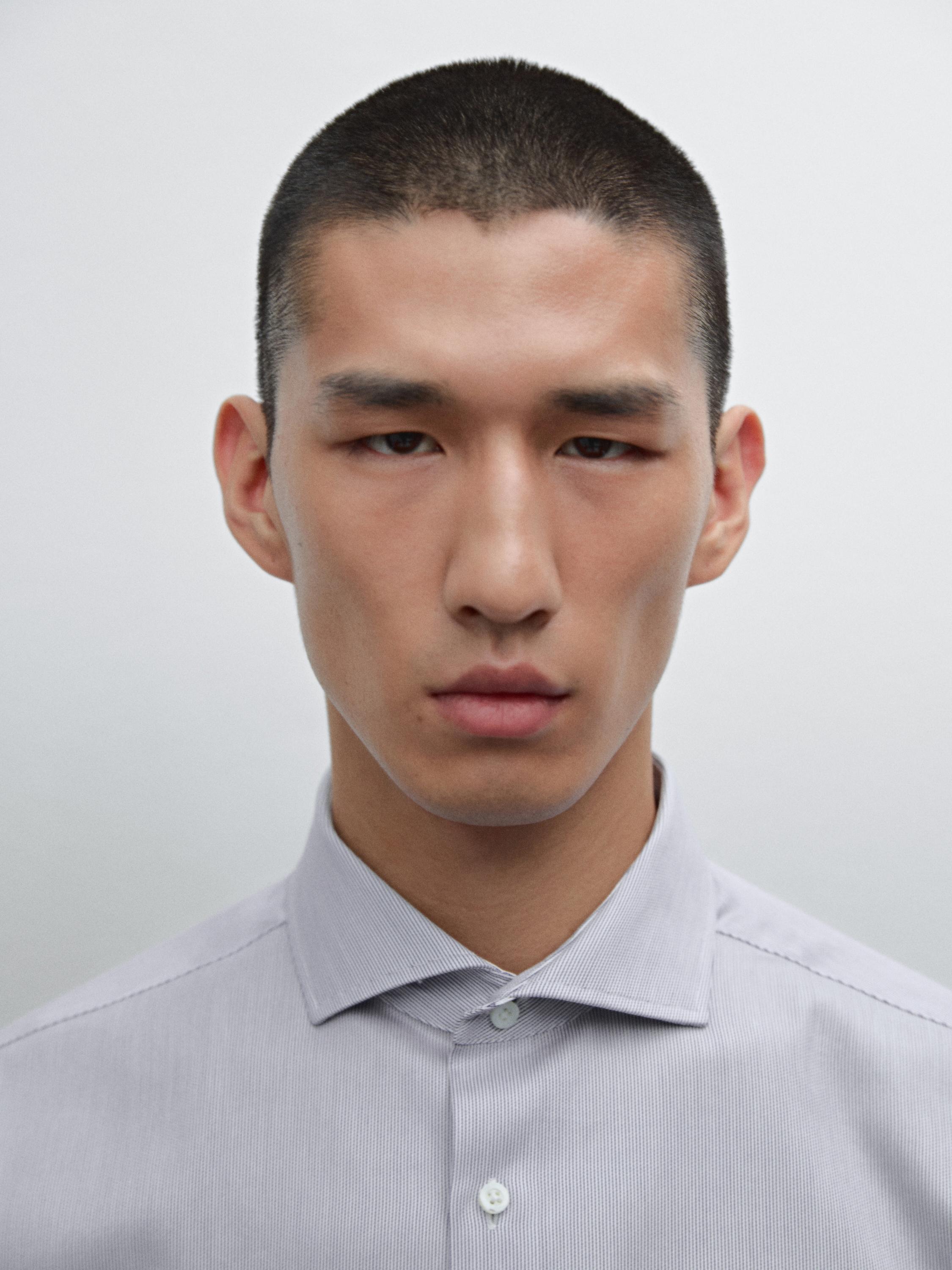 Slim fit striped 100% cotton shirt