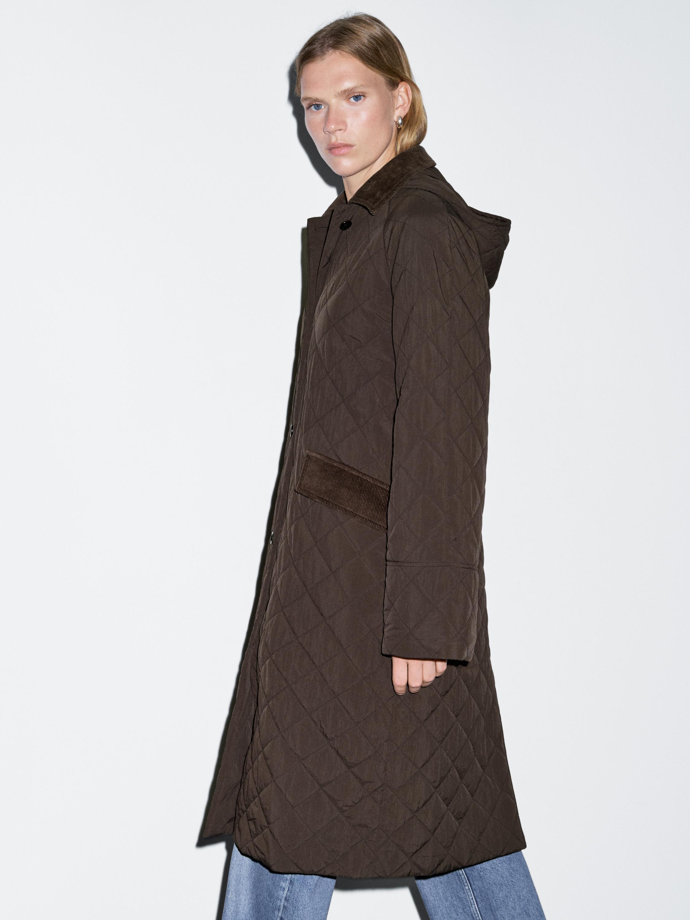 Long coat with corduroy detail