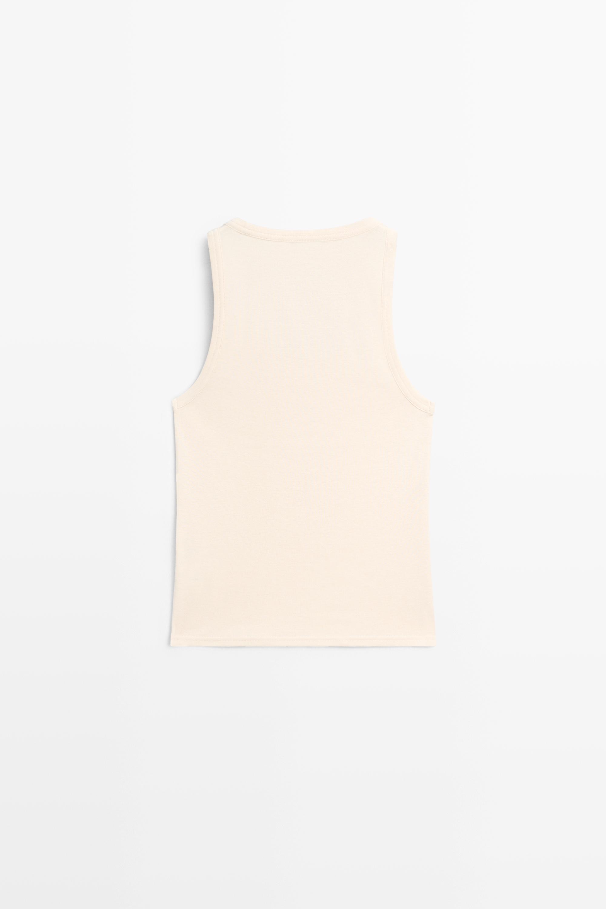 Sleeveless 100% cotton T-shirt — Beige