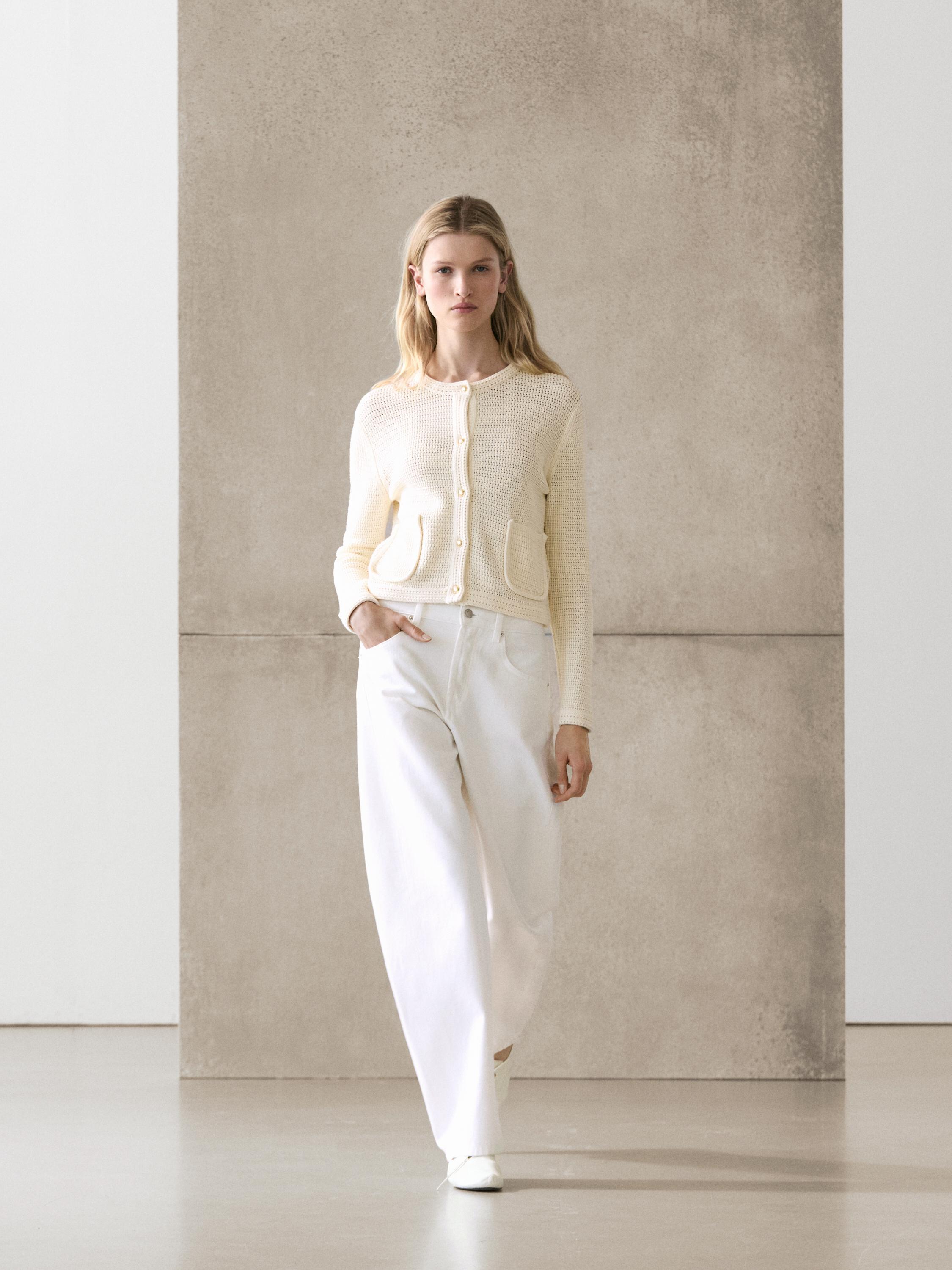Áo cardigan dệt kim 100% cốt-tông